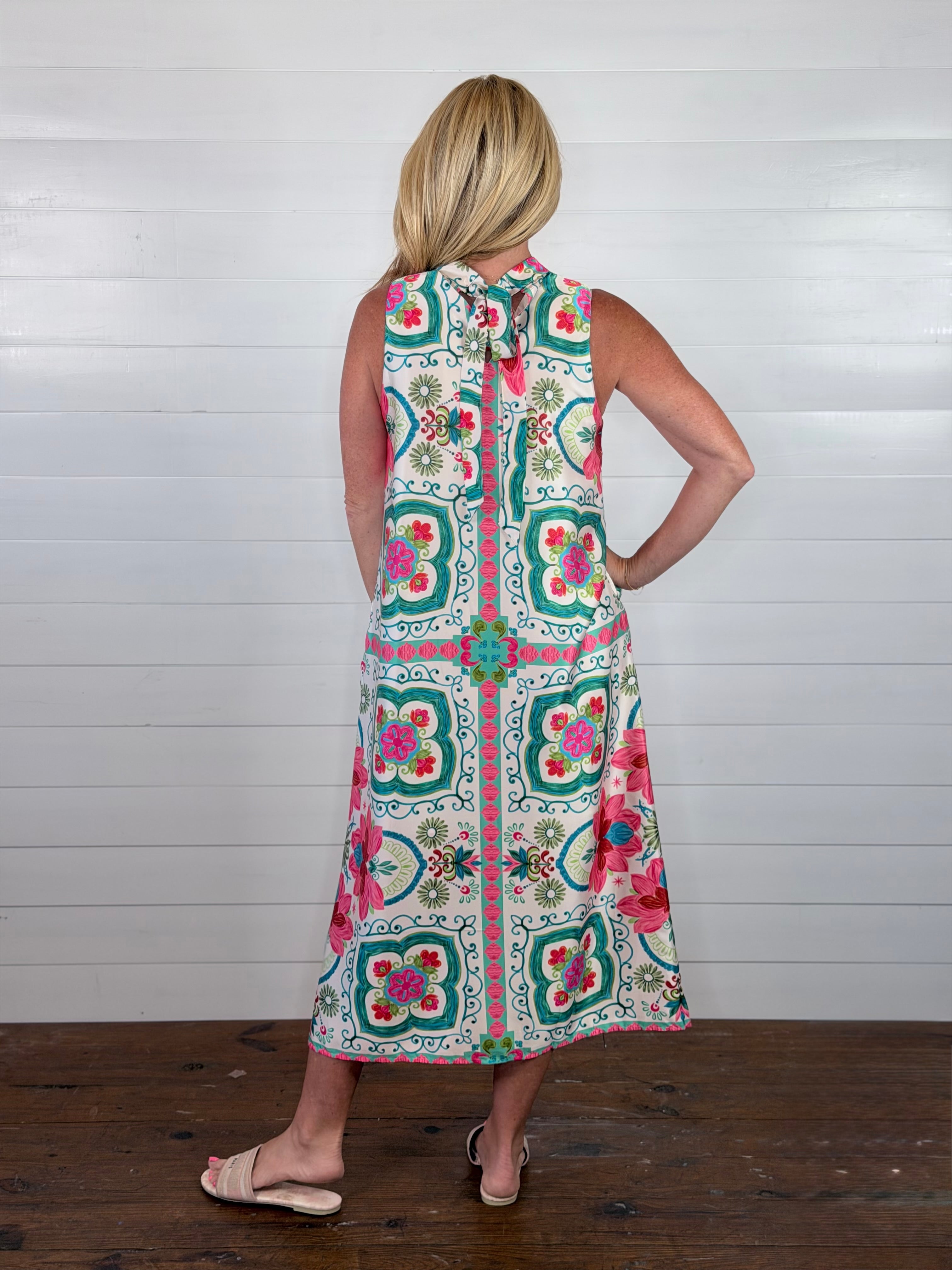 WATERCOLOR MEDALLION DRESS