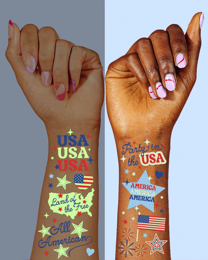 USA GLOW IN THE DARK TEMP TATTOOS