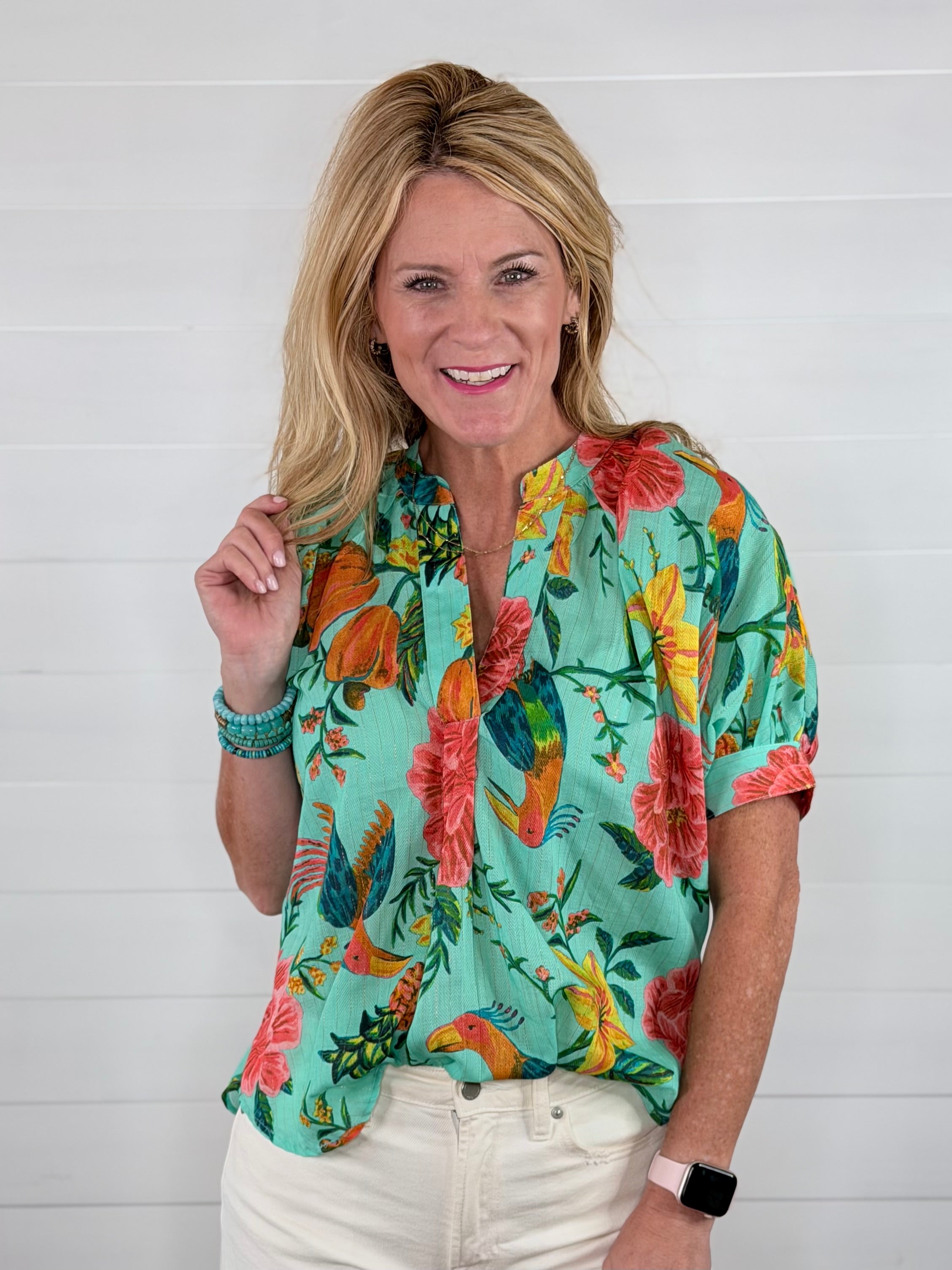 TROPICAL POPOVER DOLMAN TOP