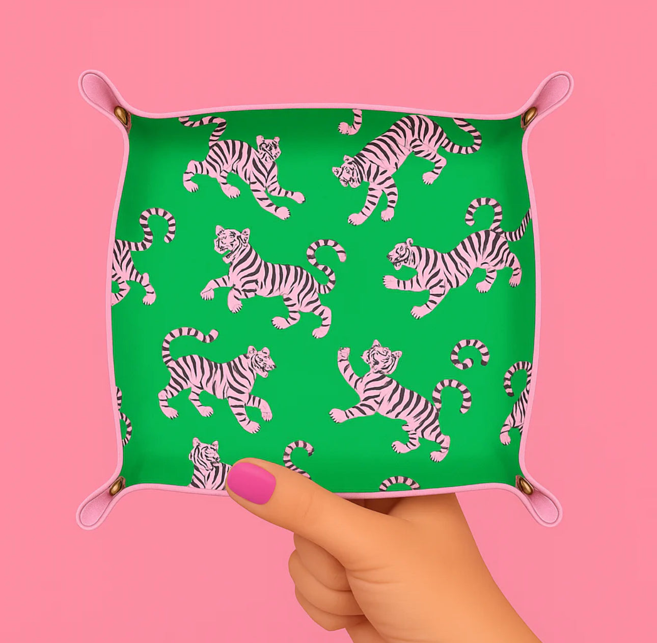 TRINKET TRAY-GREEN TIGER
