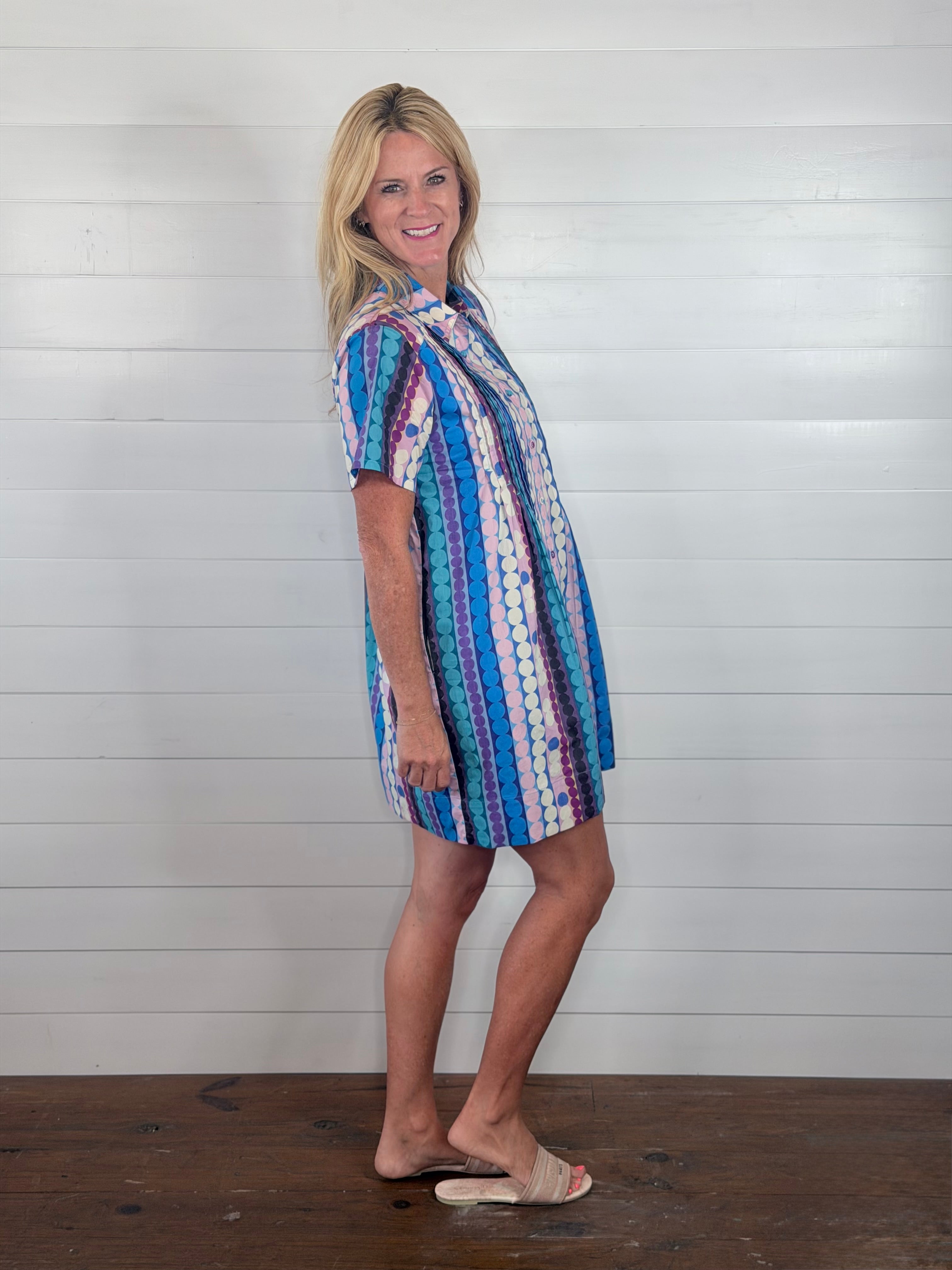 COLORFUL TUXEDO SHIRT DRESS