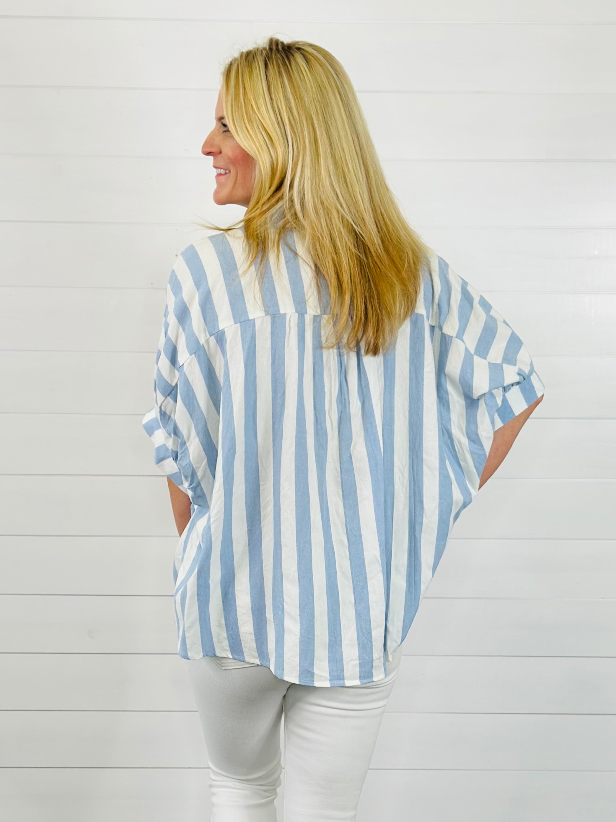 STRIPED BUTTON DOWN OVERSIZED SHIRT