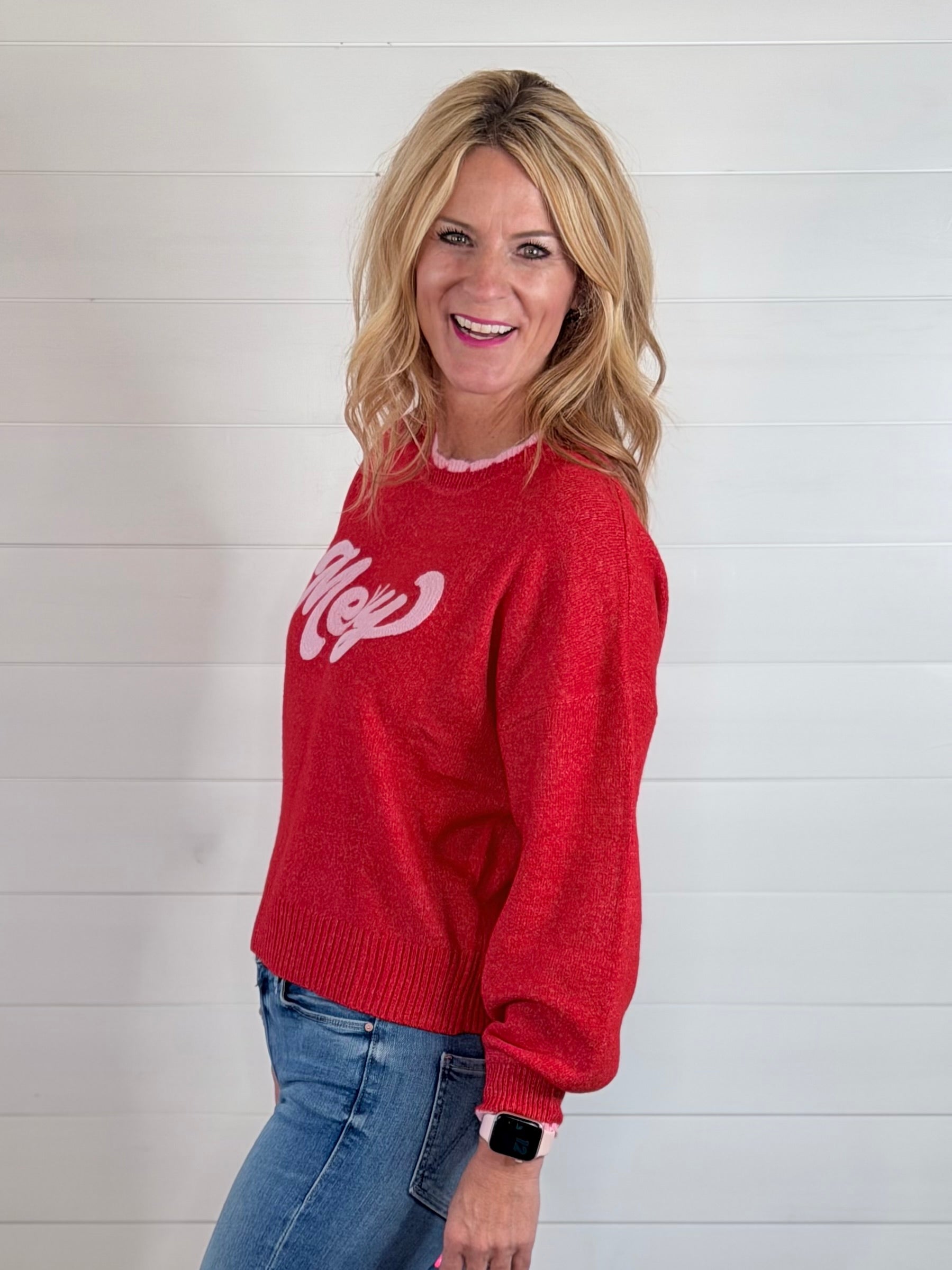 MERRY SCALLOPED TRIM SWEATER