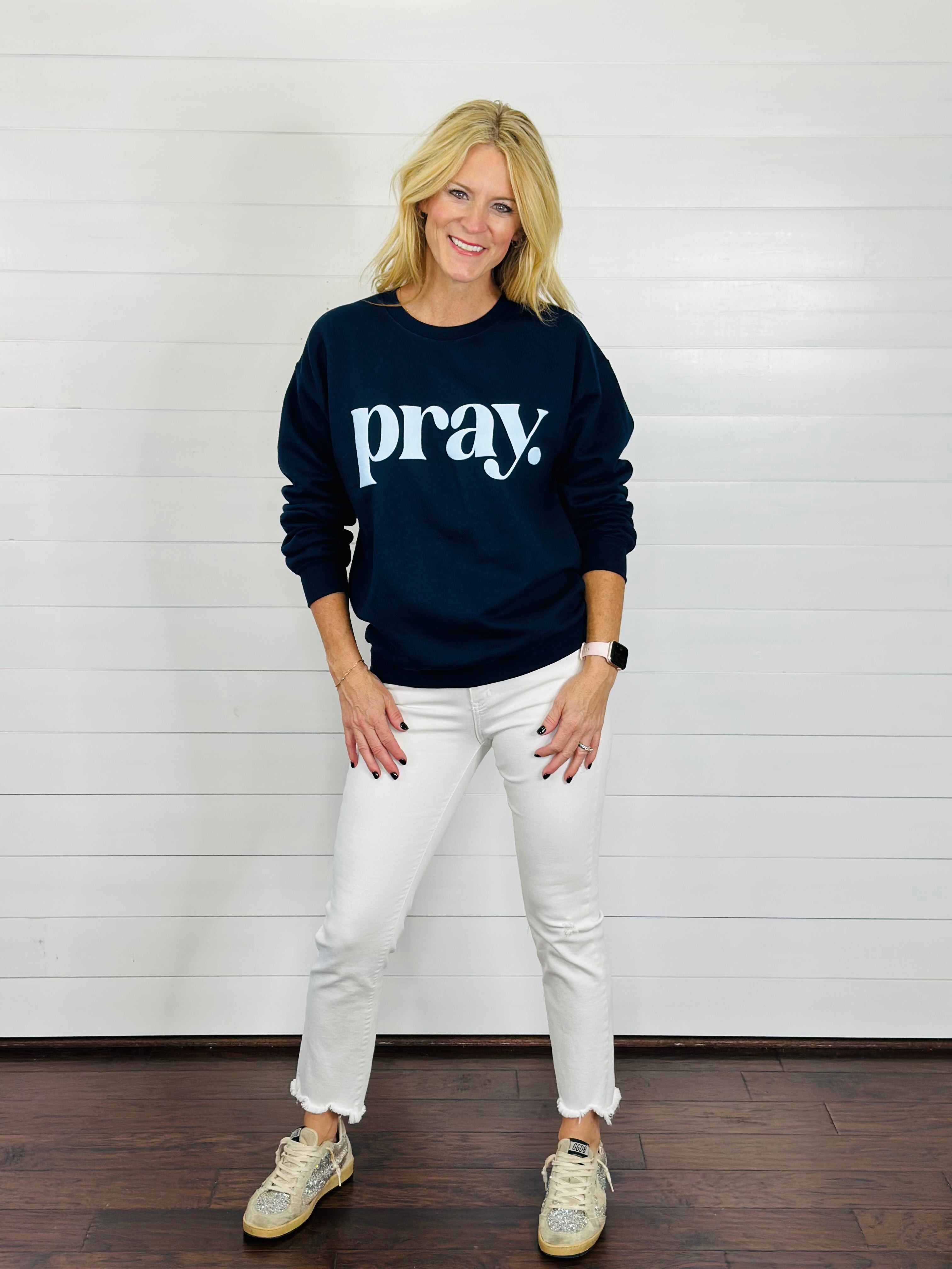PRAY PUFFY SWEATSHIRT-NAVY