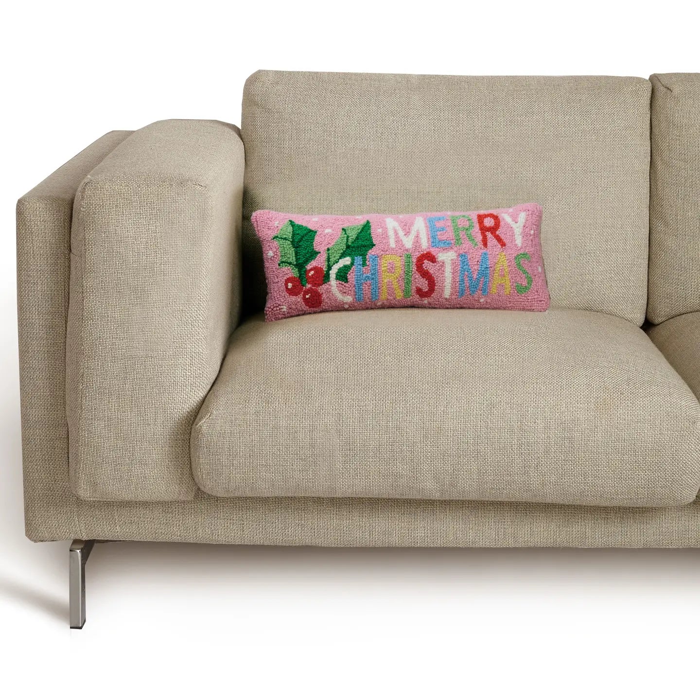 MERRY CHRISTMAS HOOK PILLOW-PINK