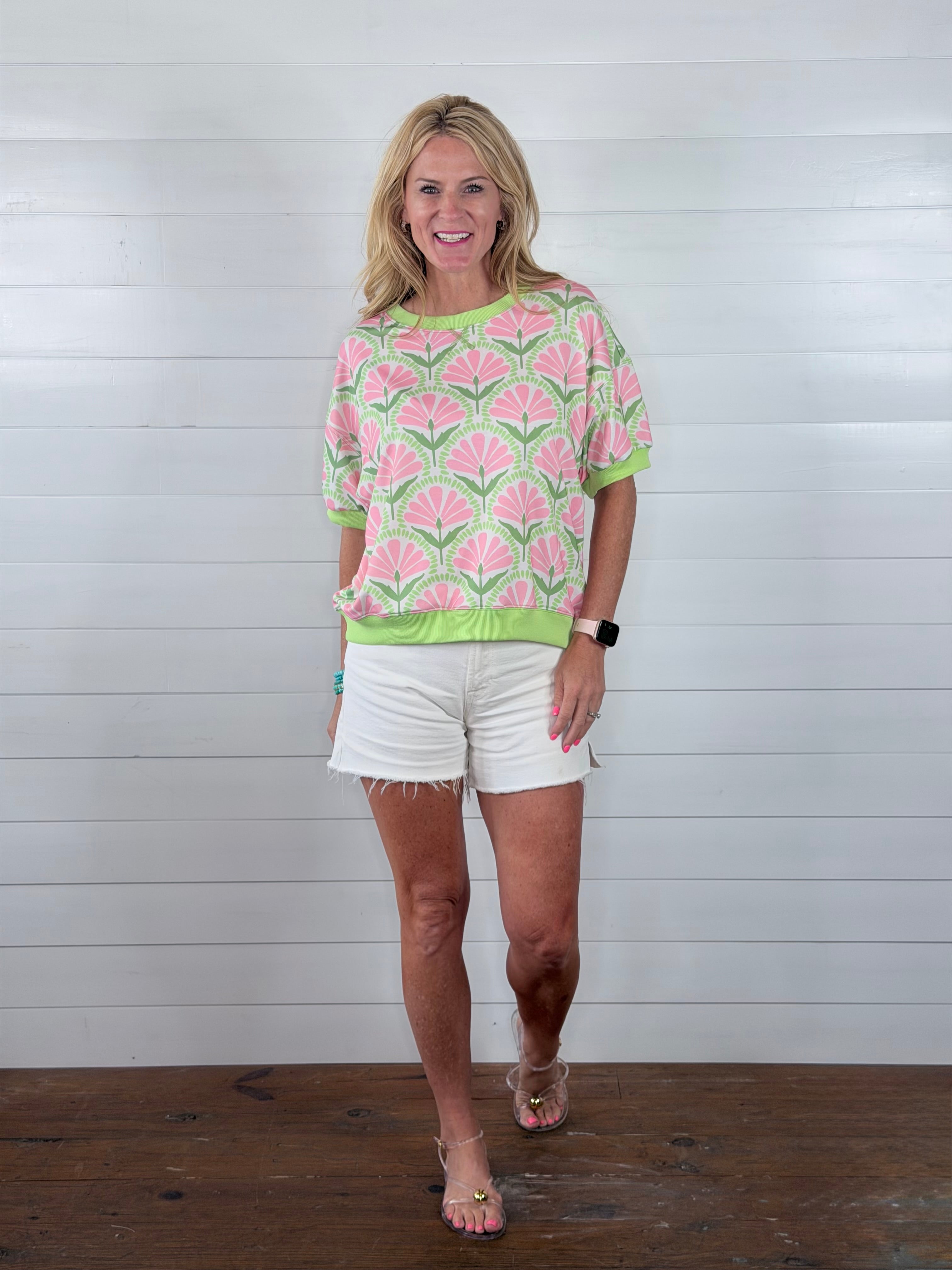 SUMMER PASTELS TOP-GREEN