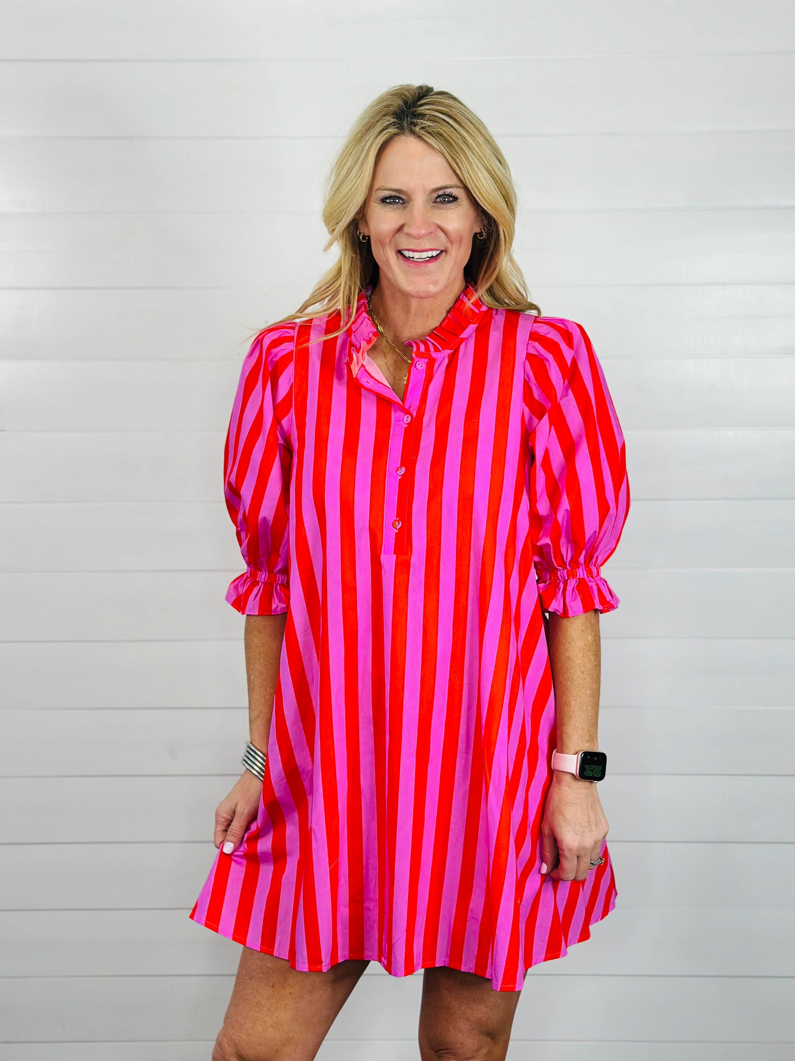 SPRINGTIME STRIPES DRESS