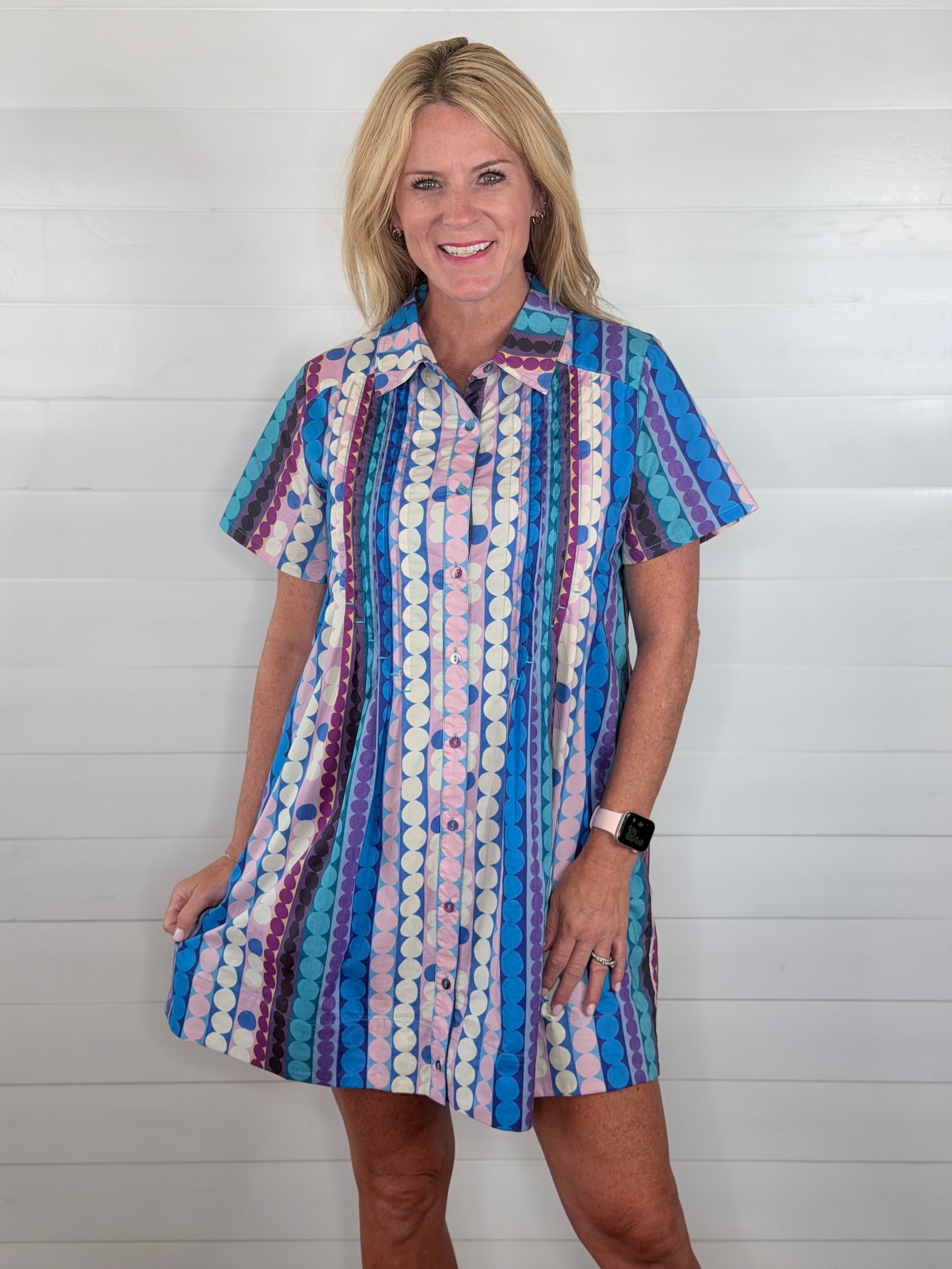 COLORFUL TUXEDO SHIRT DRESS