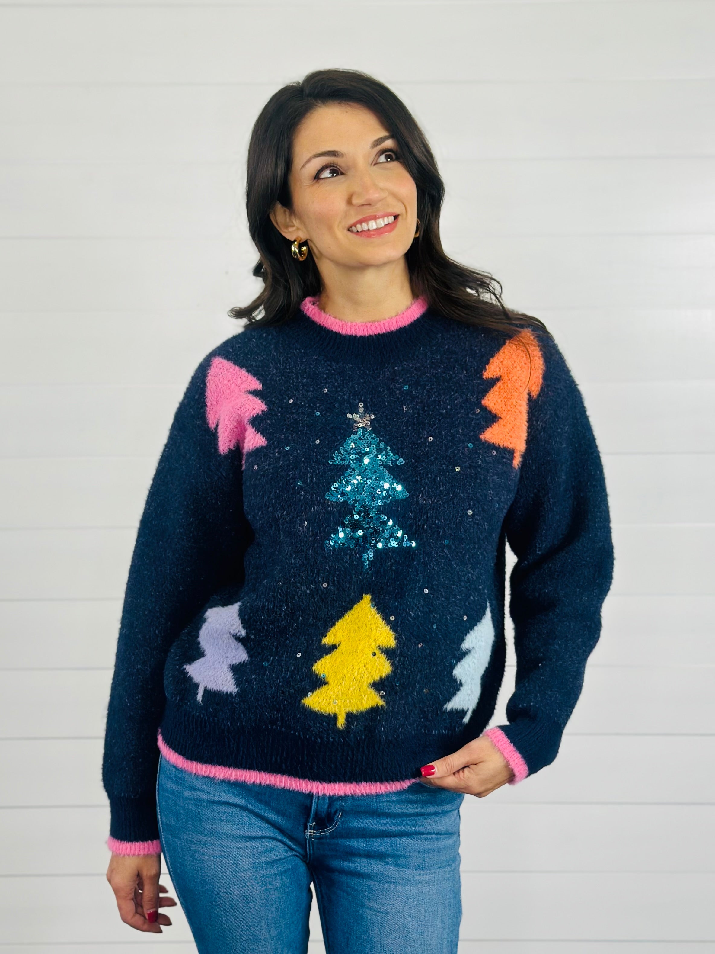 SPARKLING SPRUCE SWEATER-NAVY