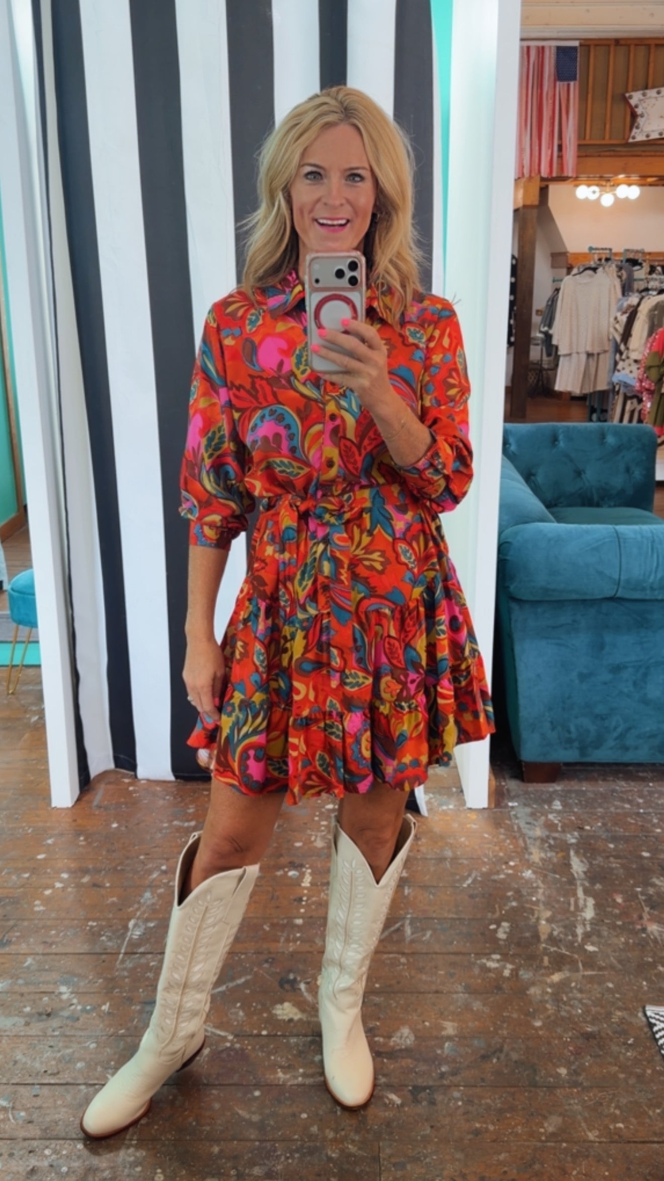 FLOUNCE HEM SHIRT DRESS