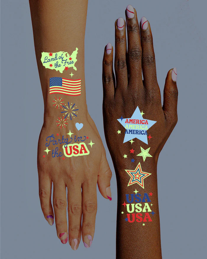 USA GLOW IN THE DARK TEMP TATTOOS