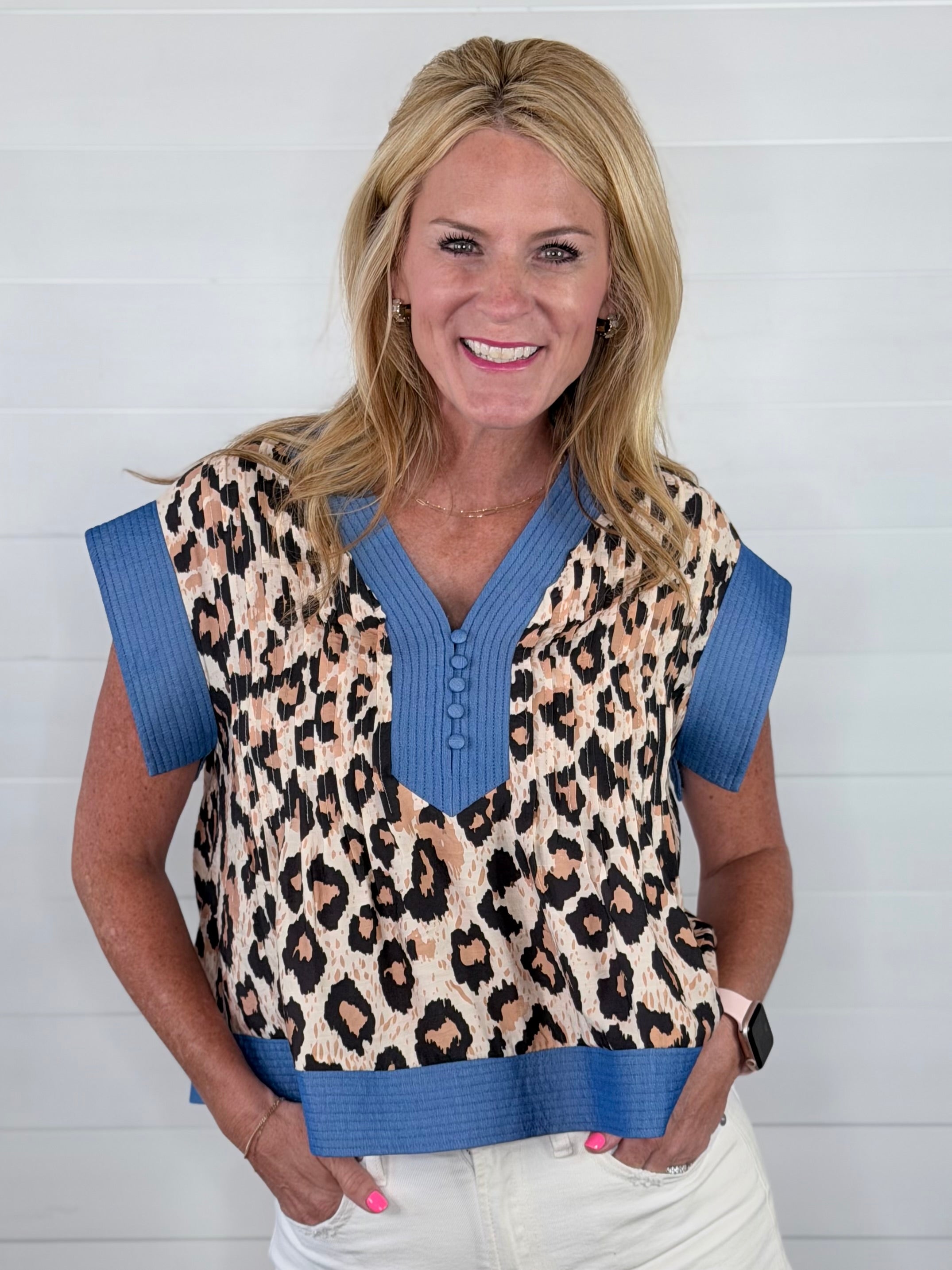 CHEETAH AND DENIM TOP