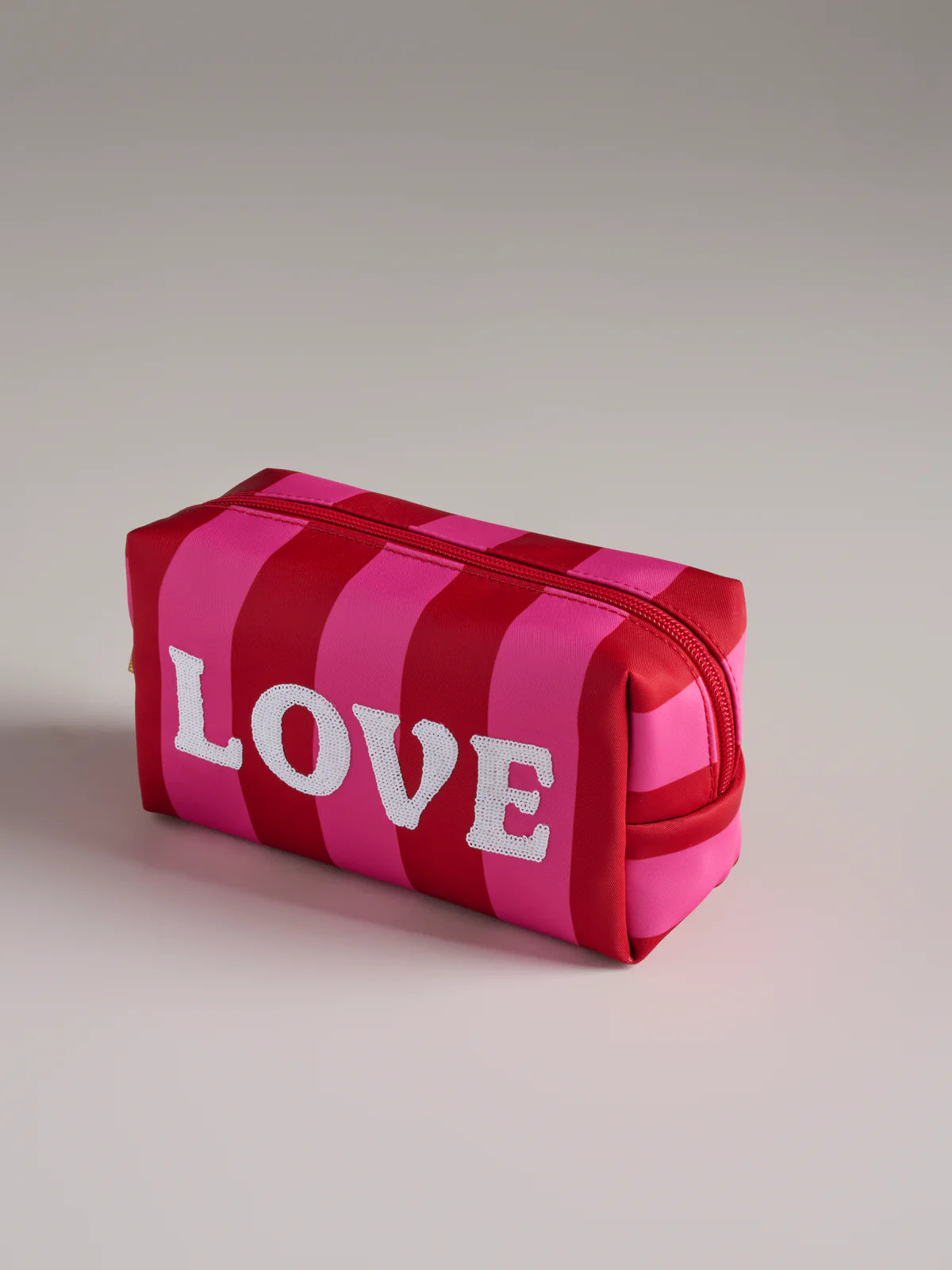 CARA STRIPED LOVE ZIP POUCH-RED