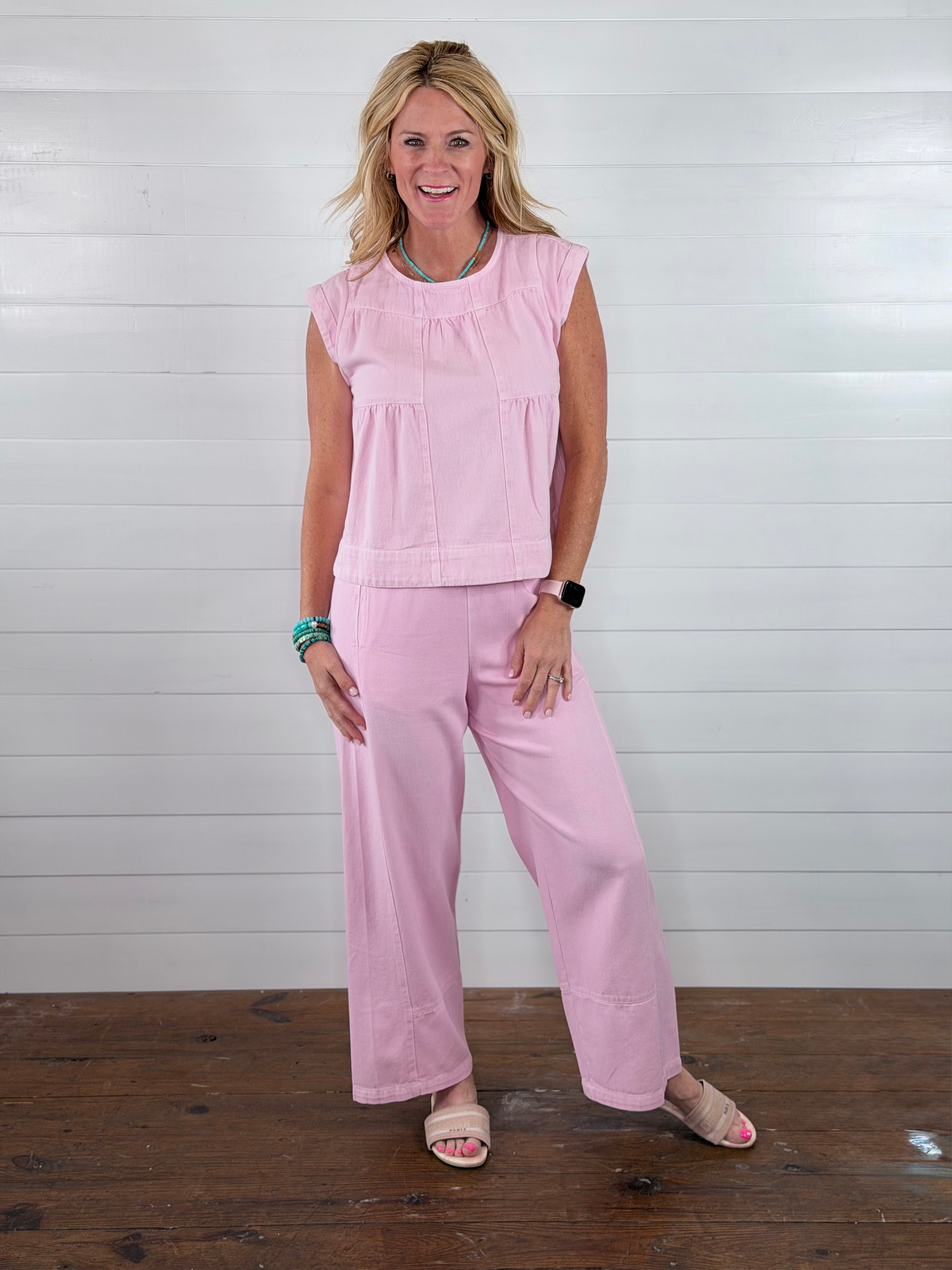 PATCHED SWING TOP-PINK