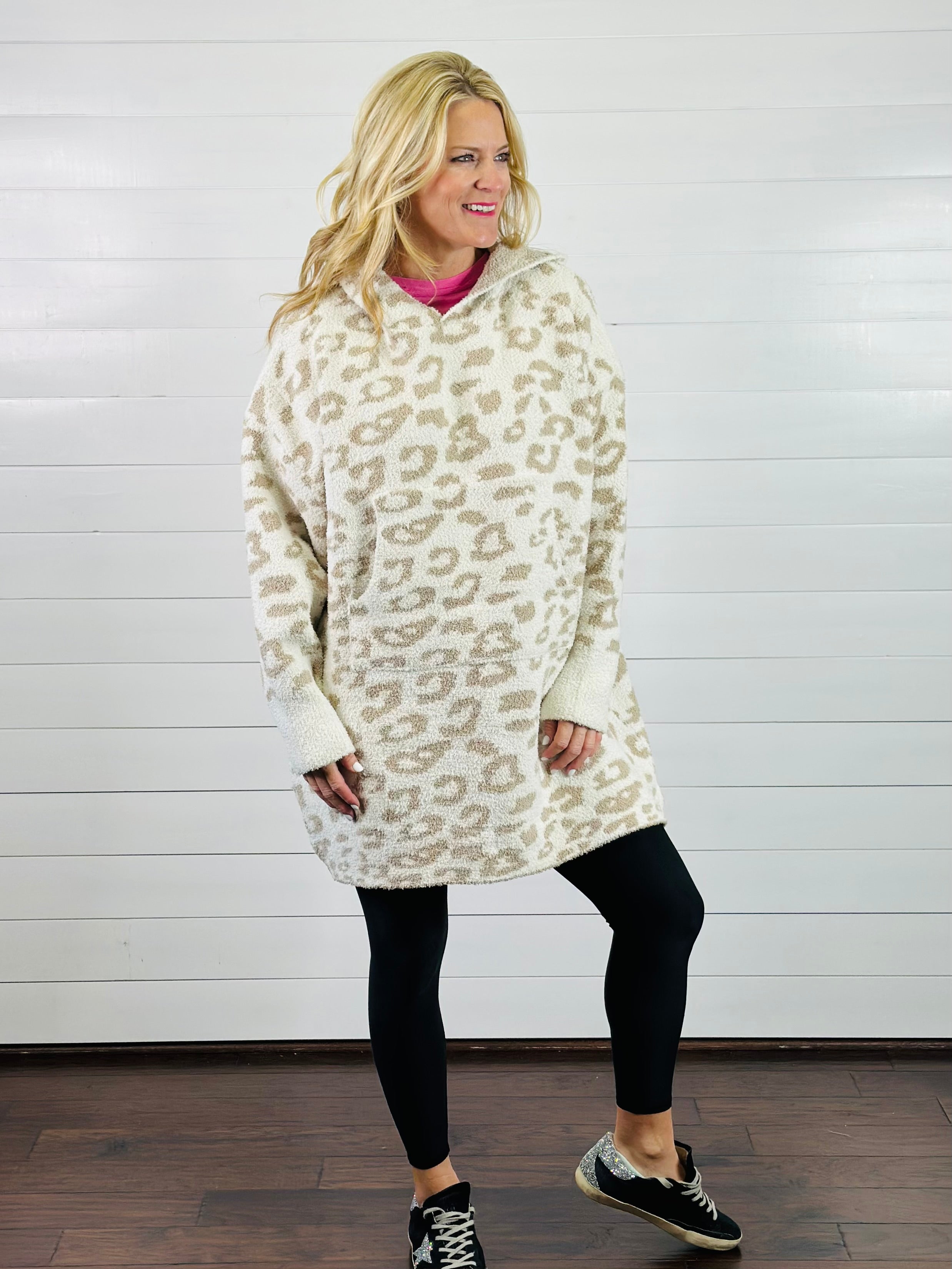 LEOPARD PRINT HOODED SNUGGIE-BEIGE