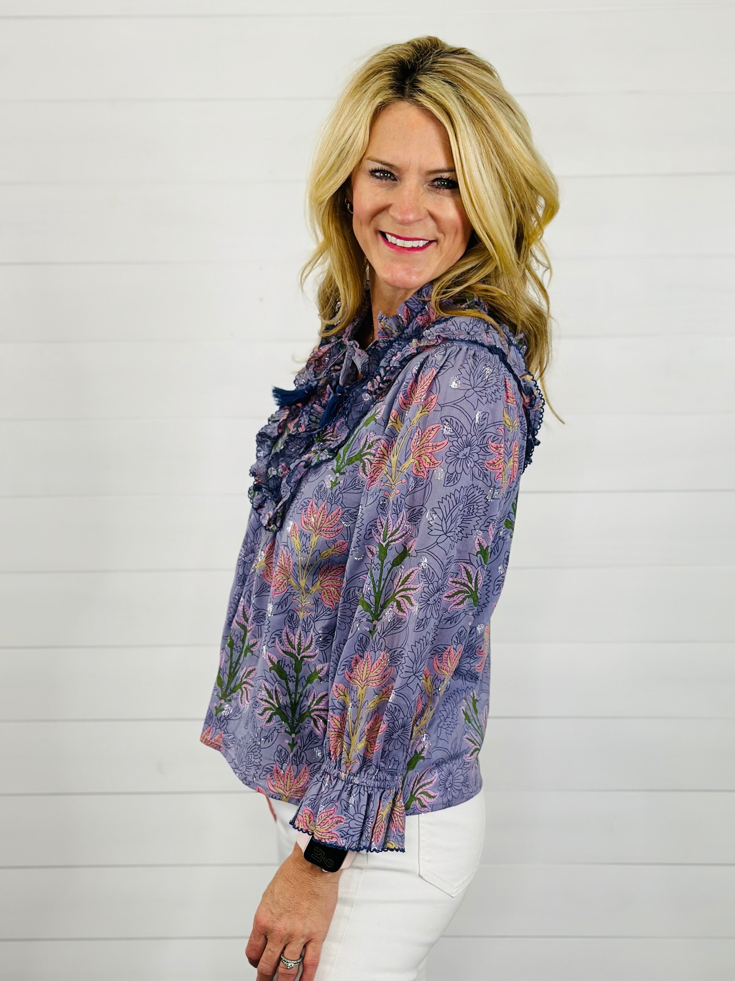 BLOCK PRINT AND SPRAKLE TOP