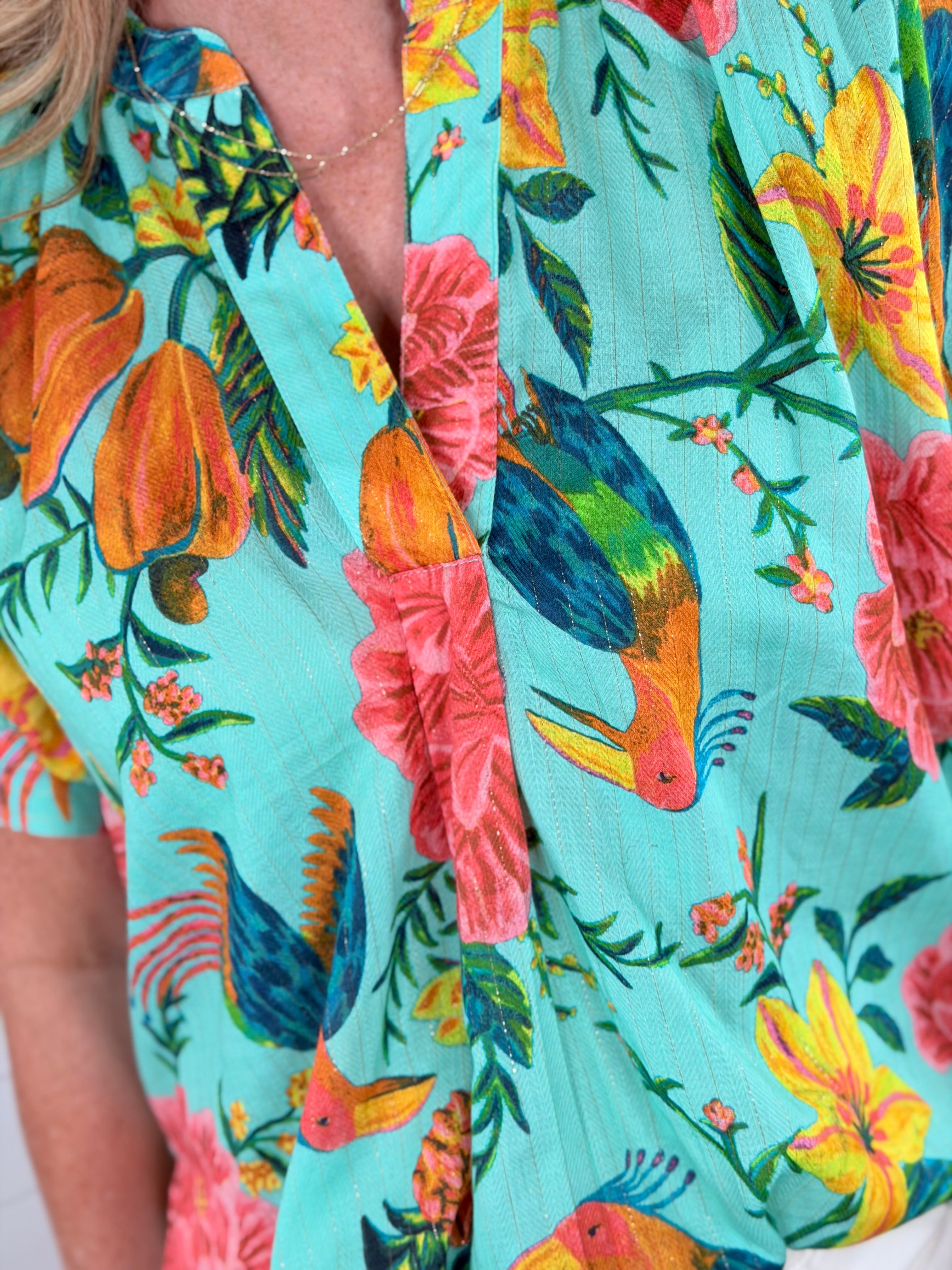 TROPICAL POPOVER DOLMAN TOP