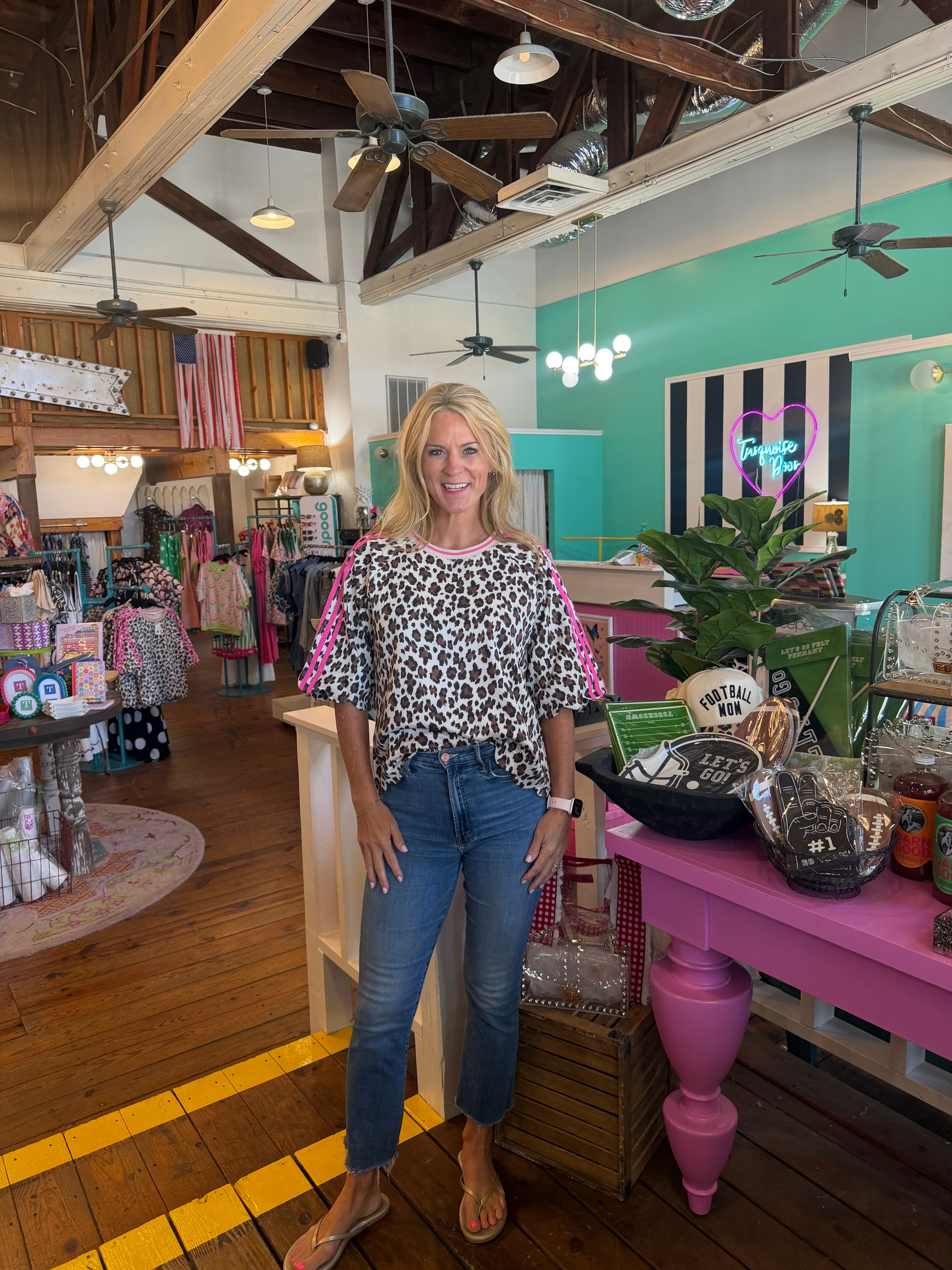 POP OF PINK LEOPARD TOP