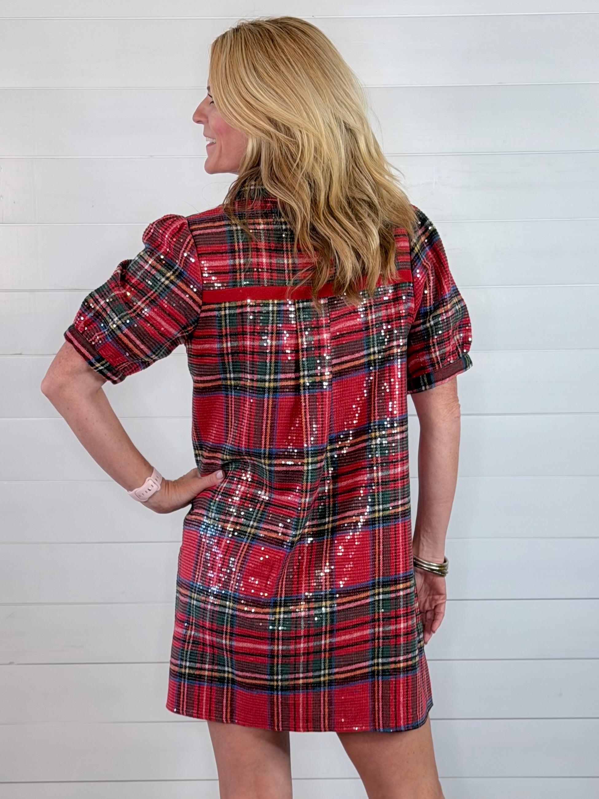 SPARKLE IN PLAID DRESS