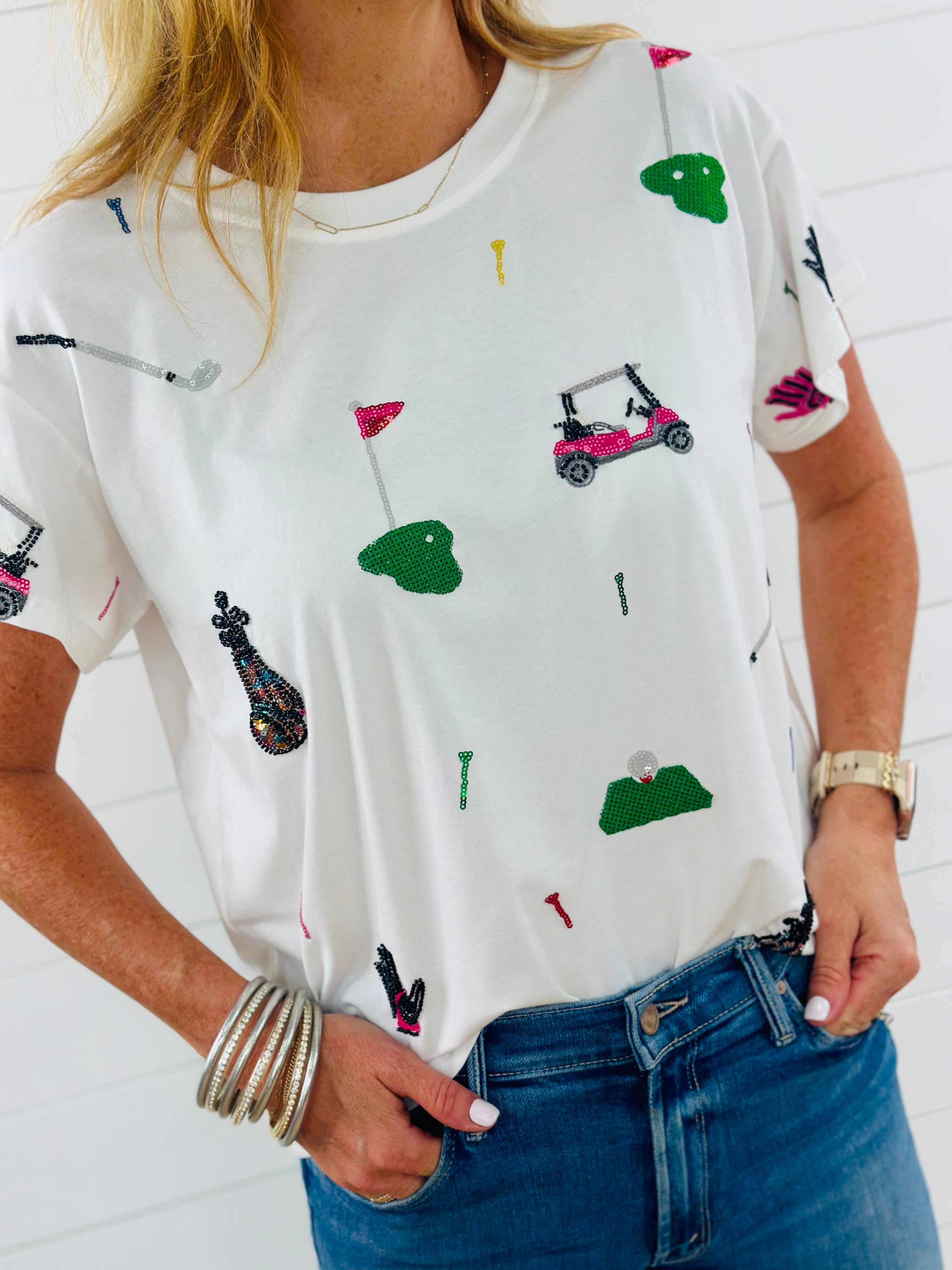 WHITE SCATTER GOLF ICON TEE