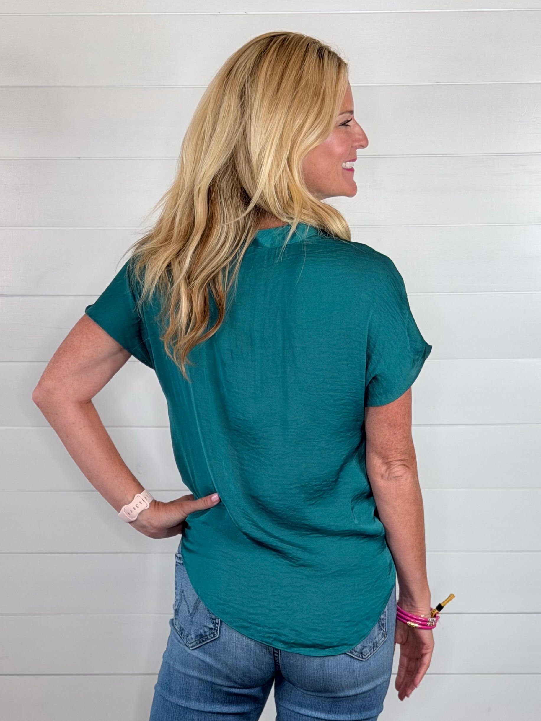 TINSLEY BLOUSE-EMERALD