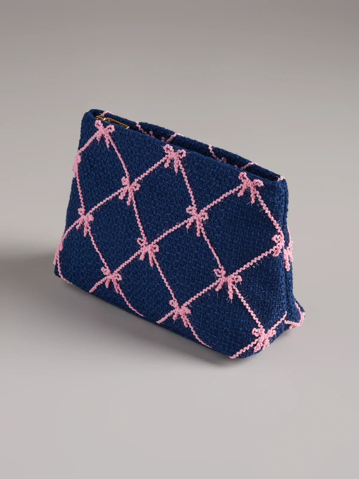 TINSEL BOW ZIP POUCH-NAVY