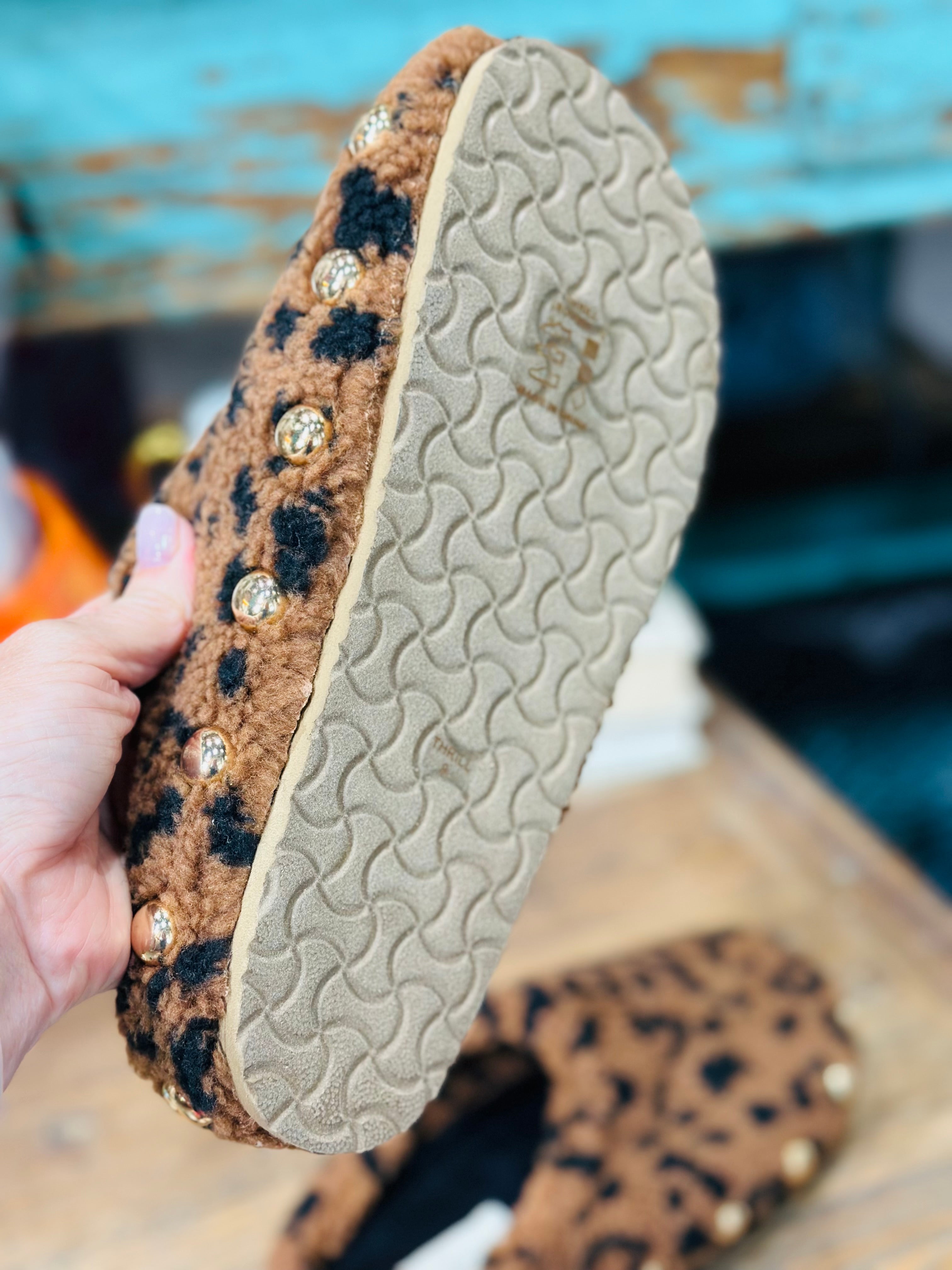 THRILL FLUFFY LEOPARD MULE-BROWN