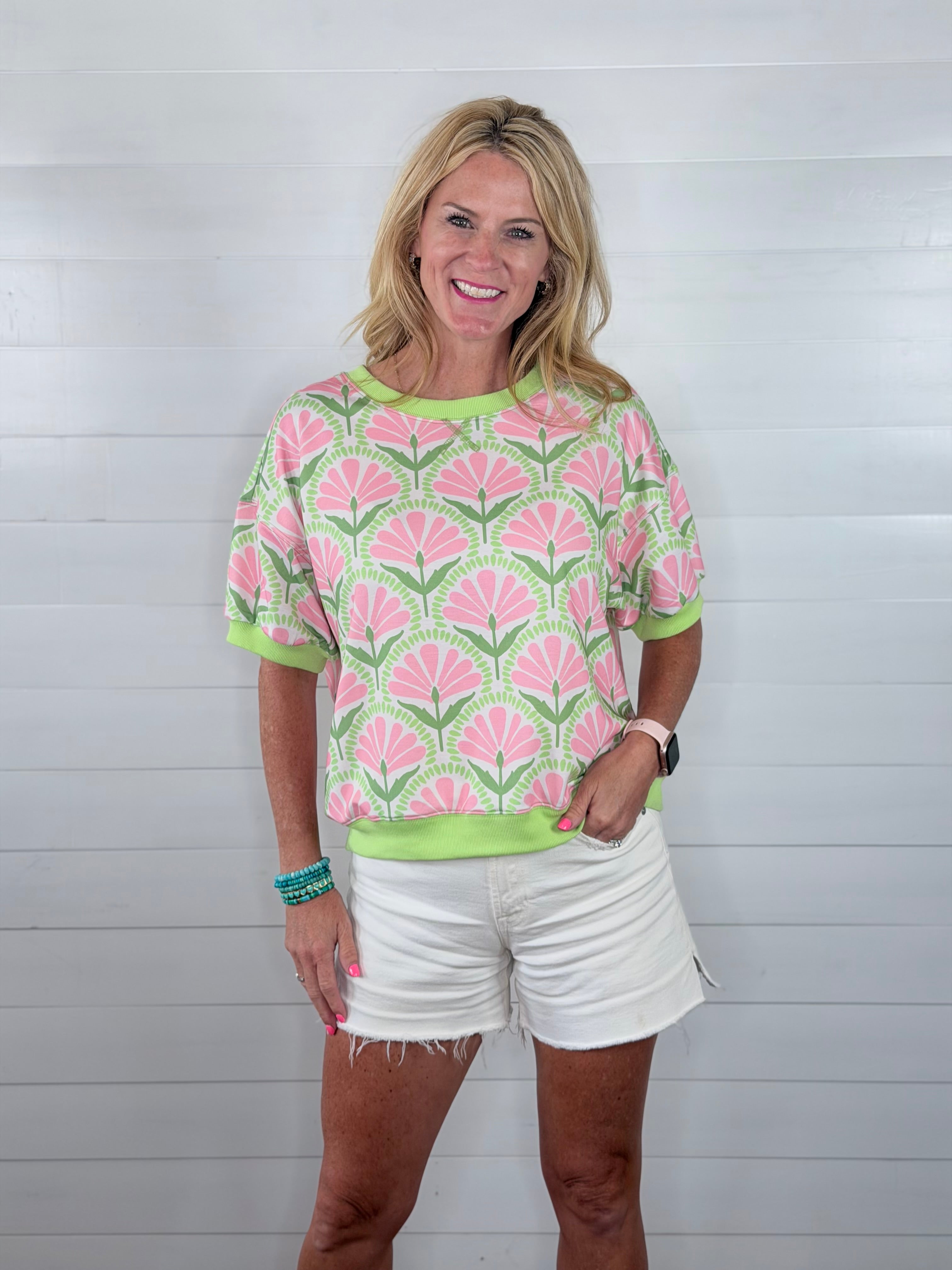 SUMMER PASTELS TOP-GREEN