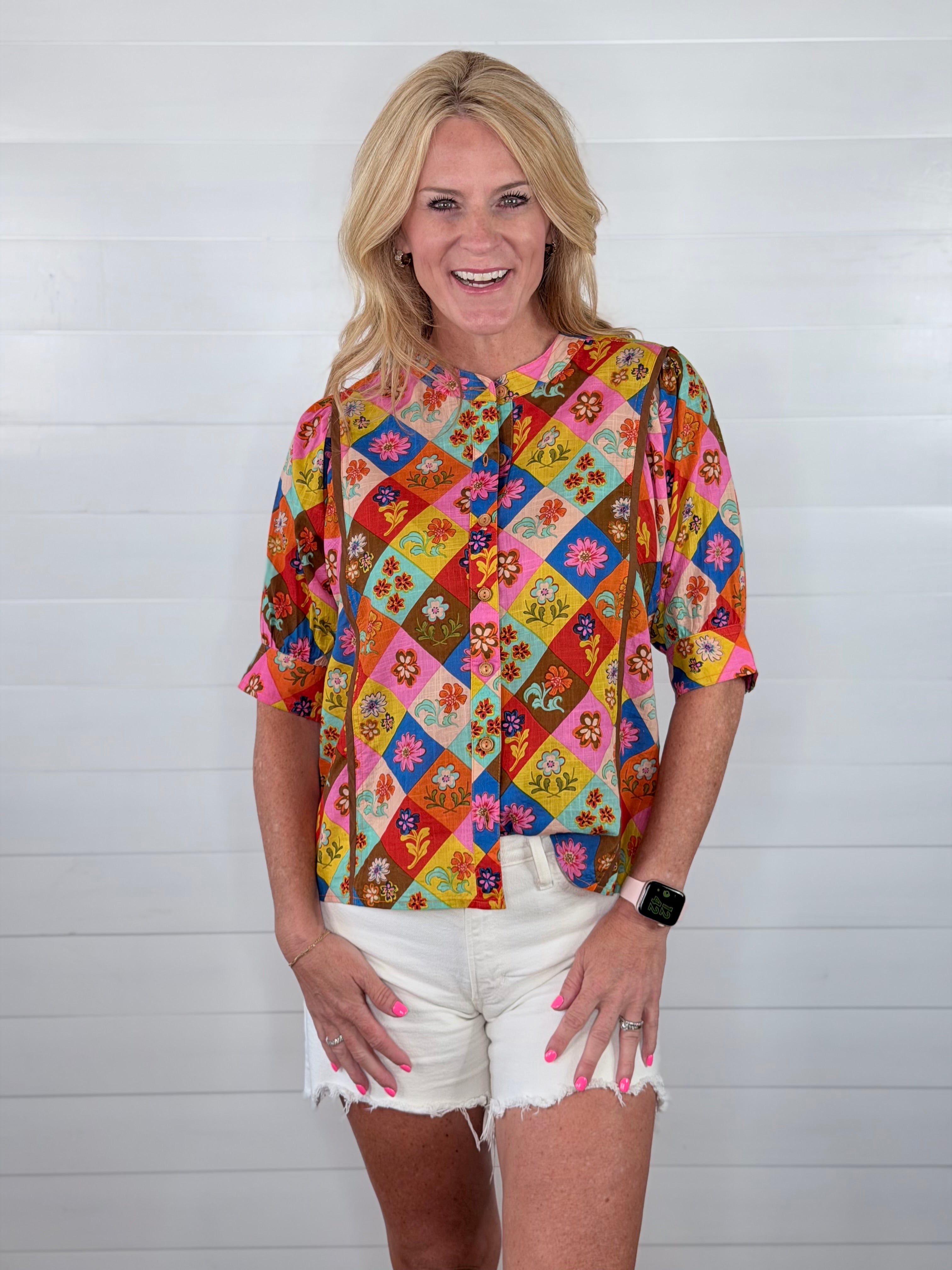 BLOCK PATCH FLORAL TOP