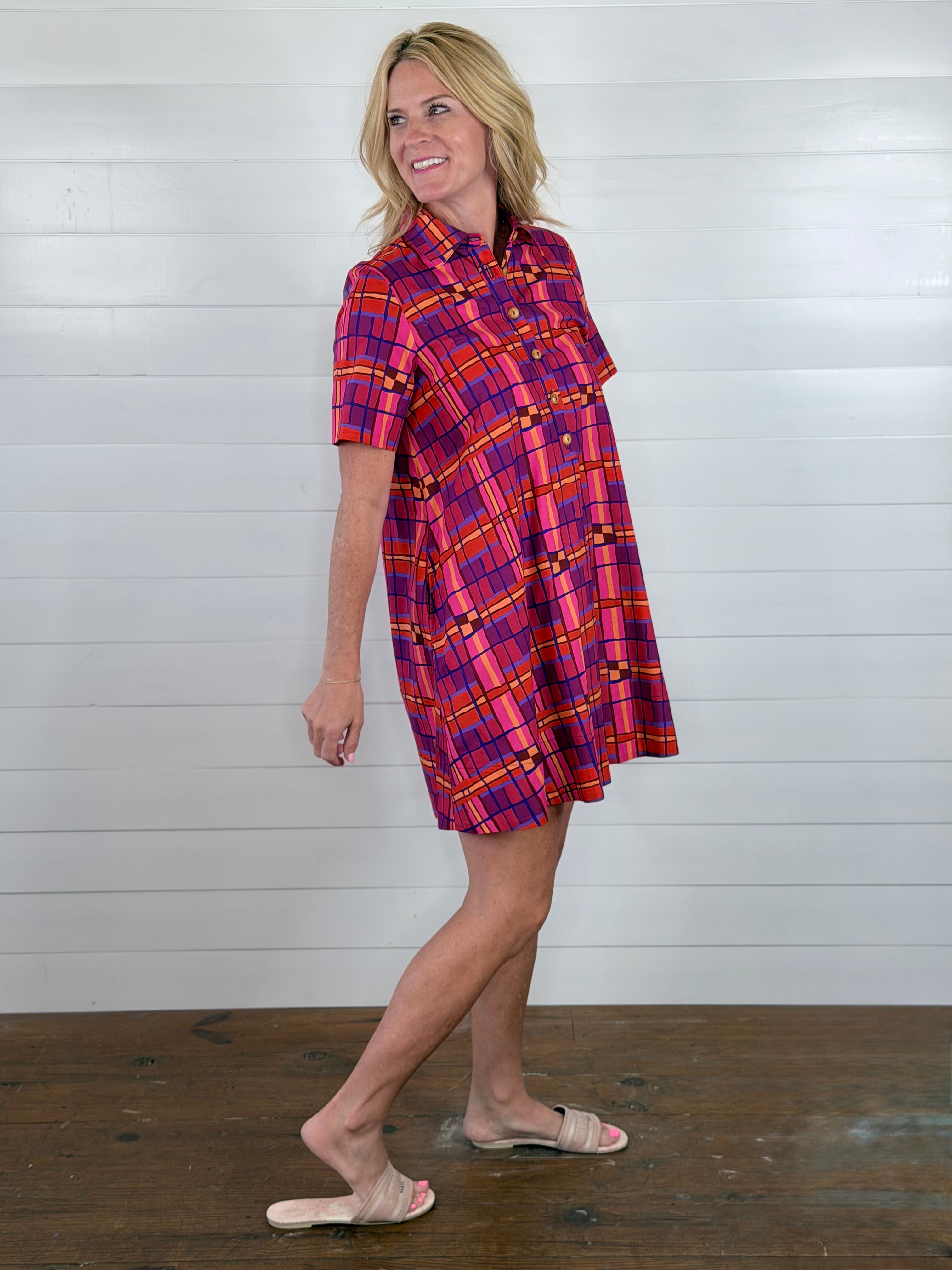 PLAID SHIFT DRESS