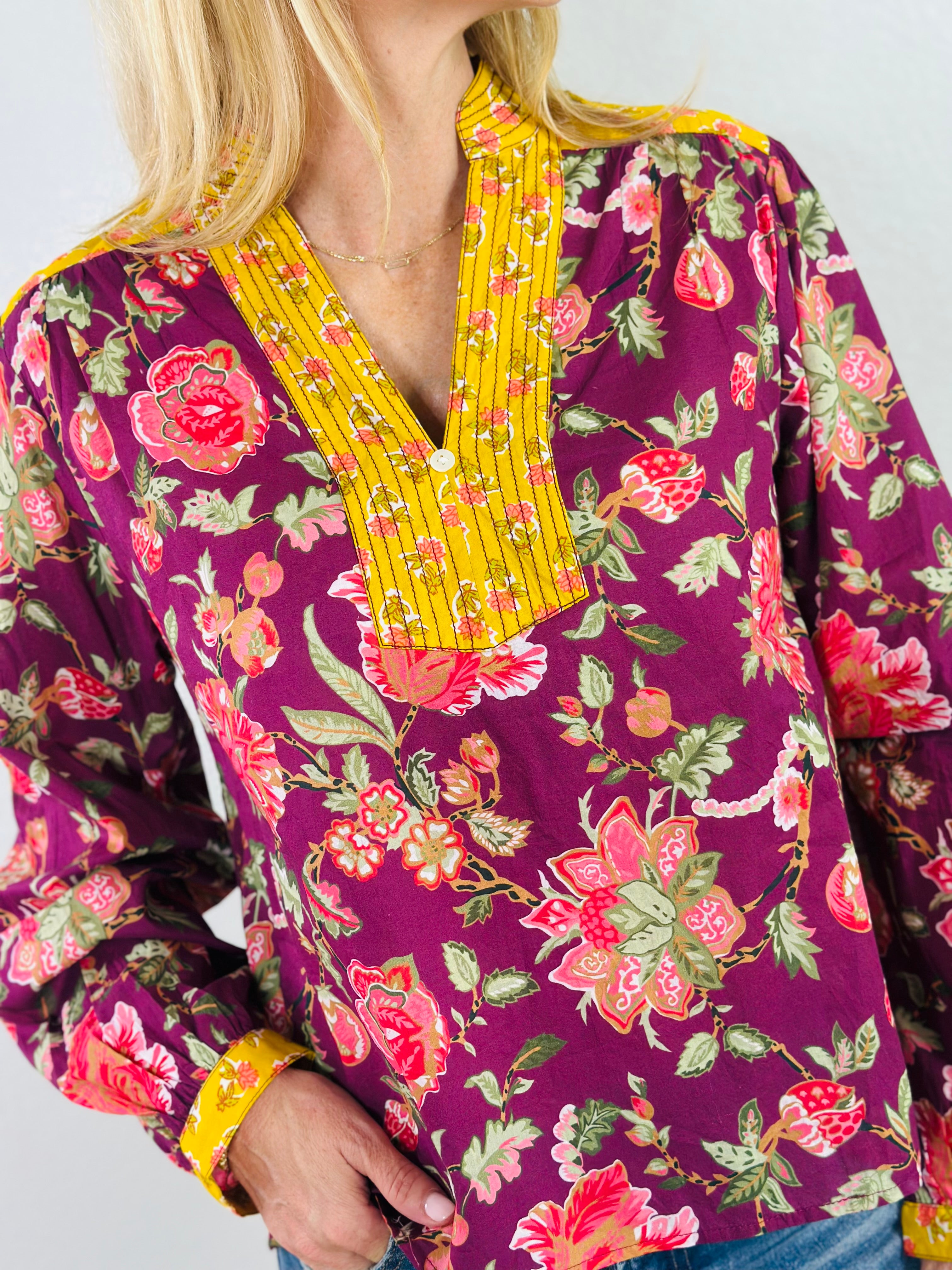 FLORAL WONDER TOP-PLUM