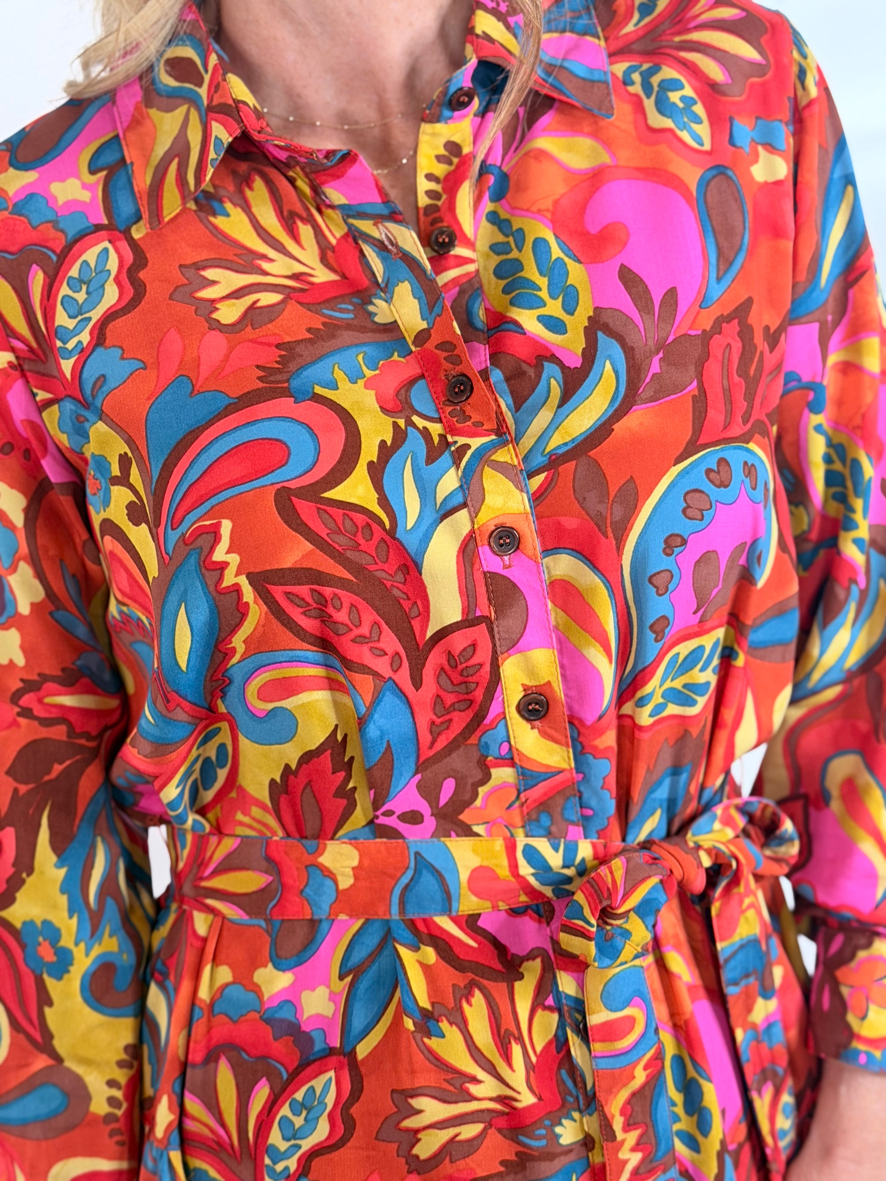 FLOUNCE HEM SHIRT DRESS