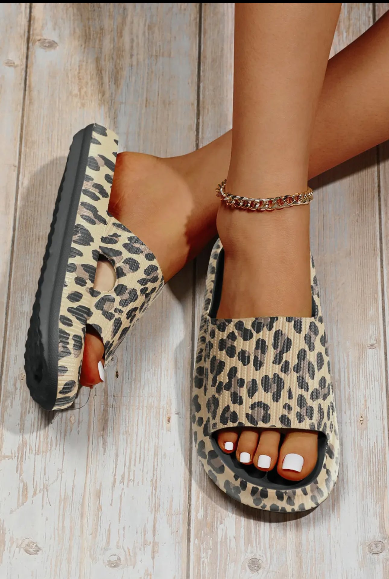 SADIE CHEETAH SLIDE-BROWN