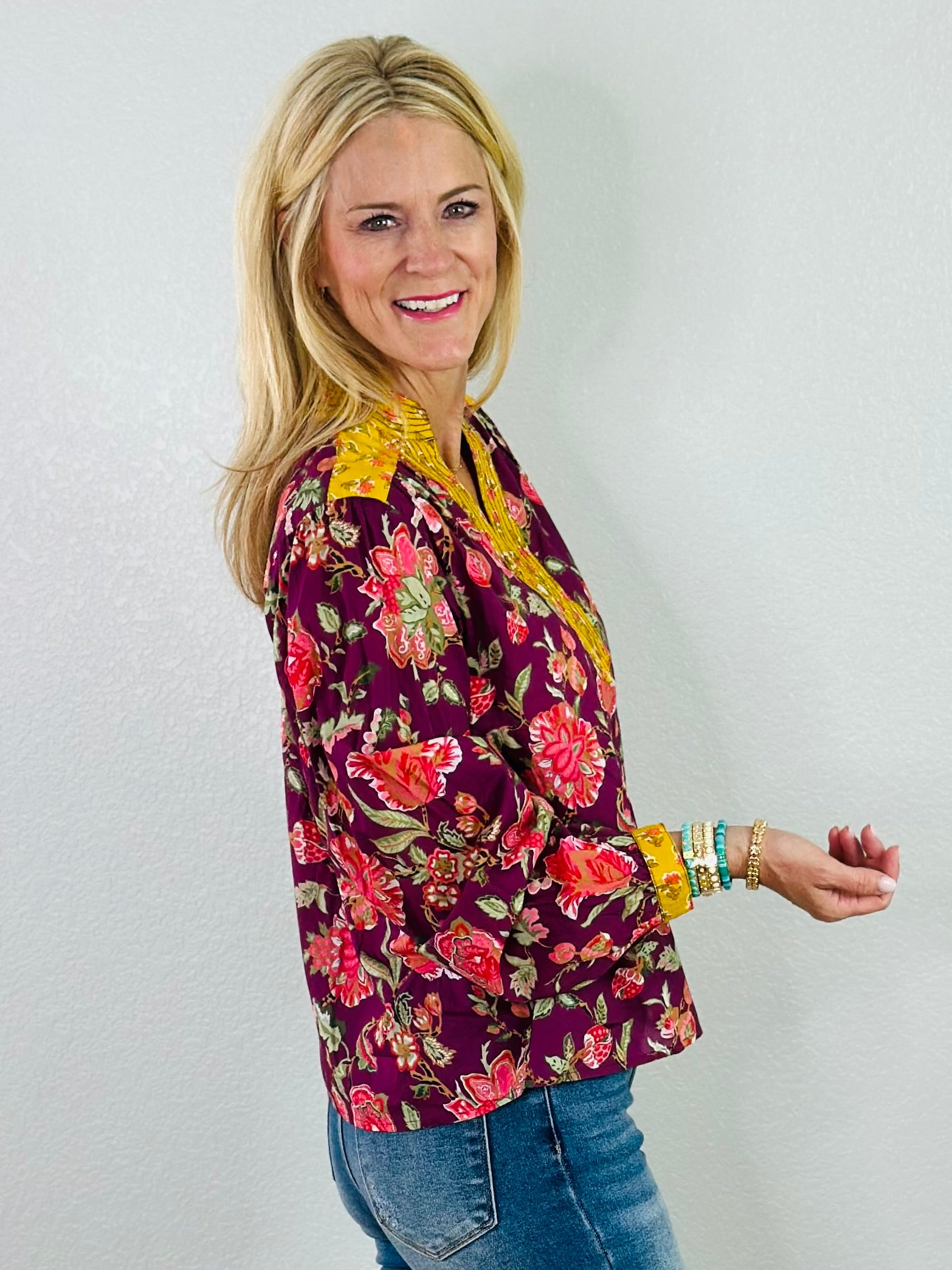 FLORAL WONDER TOP-PLUM