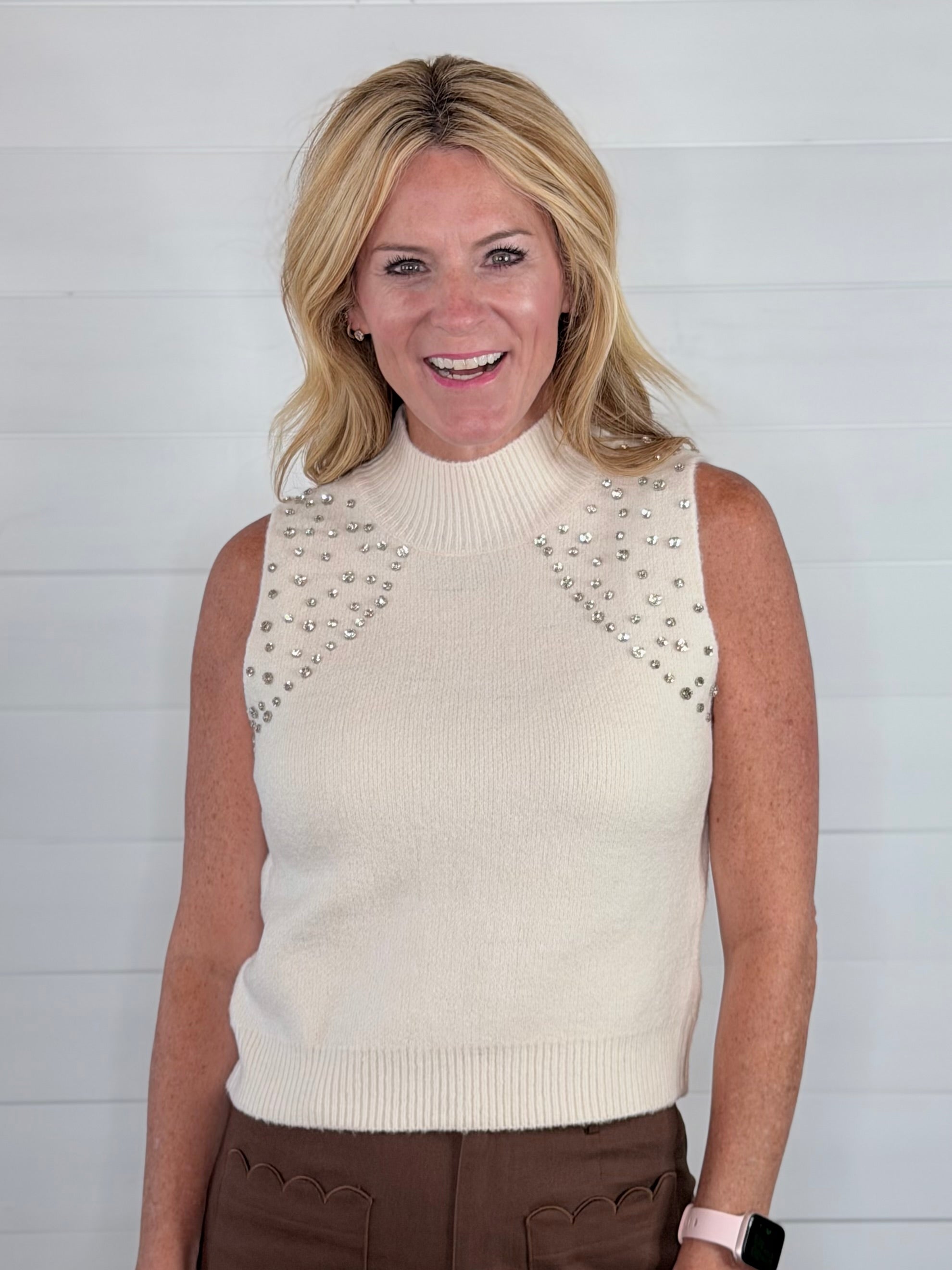 GLAM GIRL SWEATER-CREAM