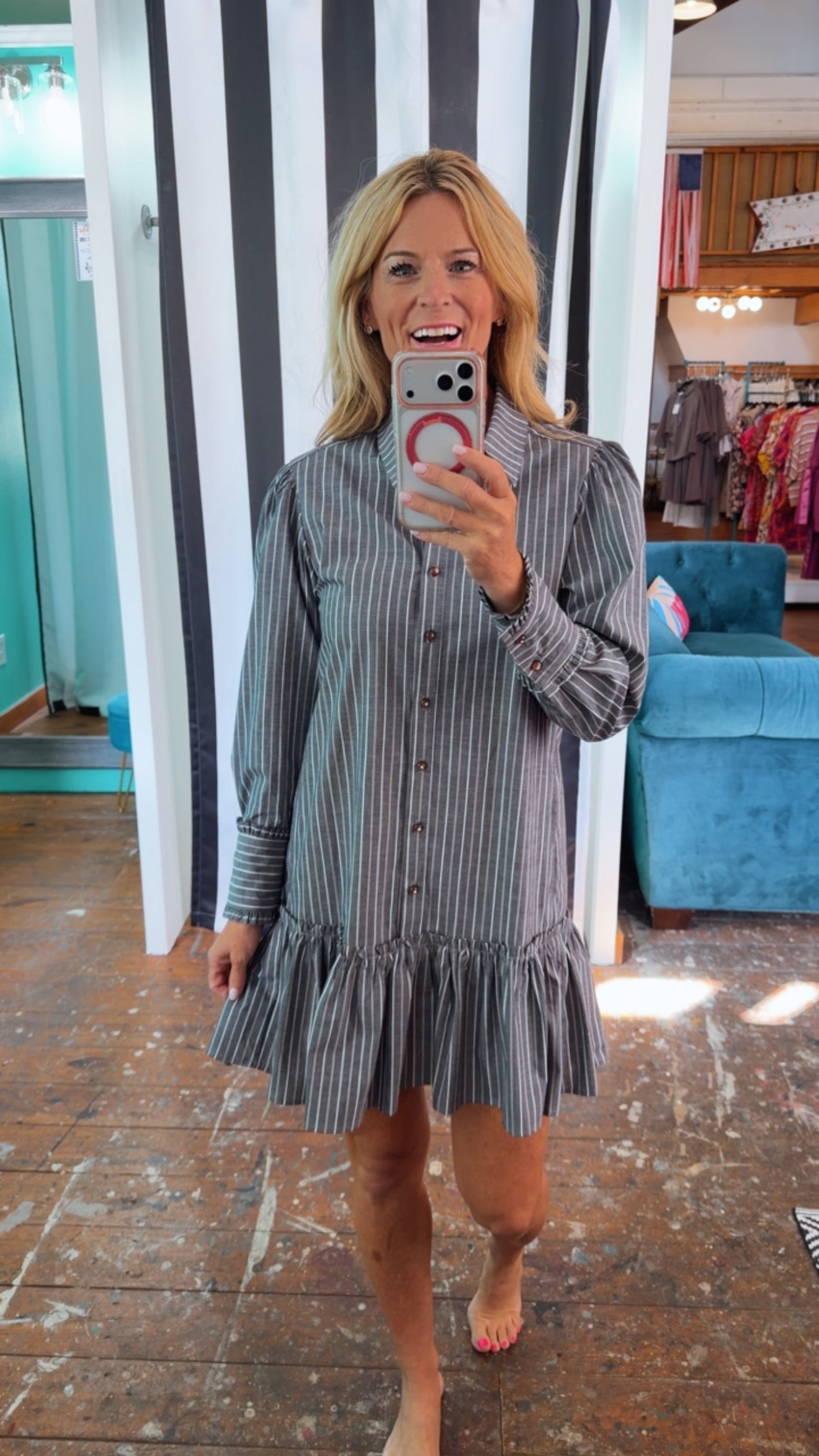 DROP WAIST SHIRT DRESS