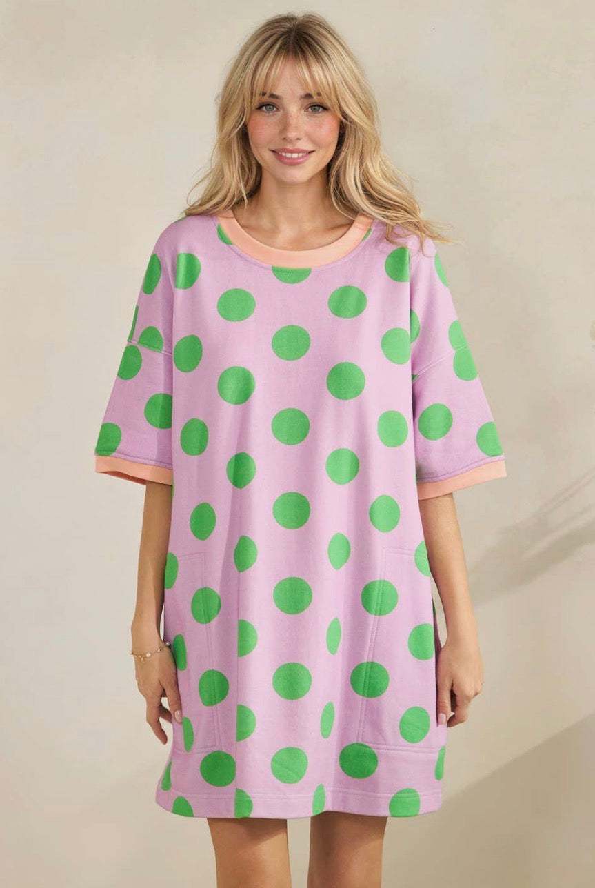 PLAYFUL POLKA DOT DRESS-LILAC
