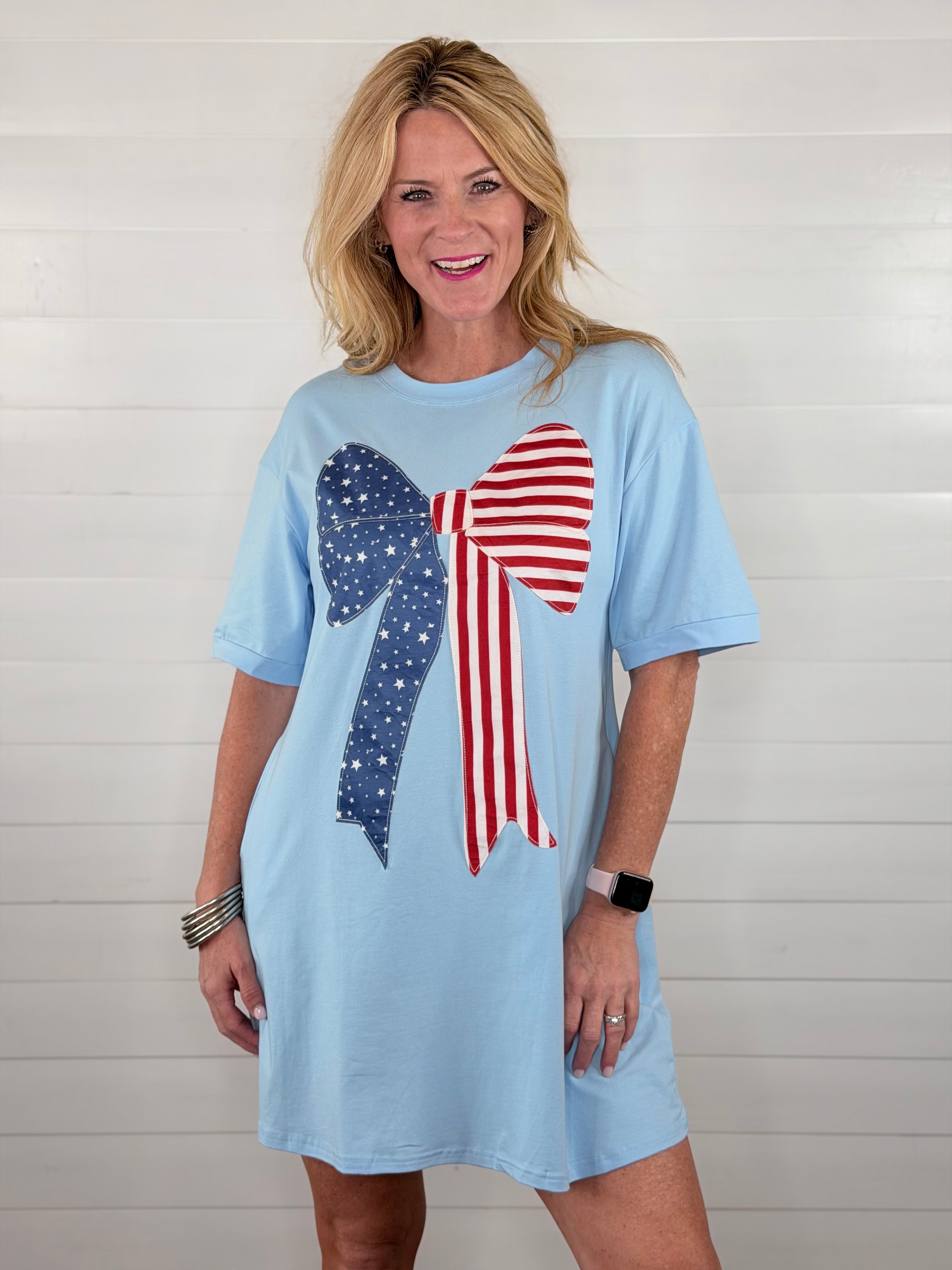 AMERICANA BOW TEE DRESS