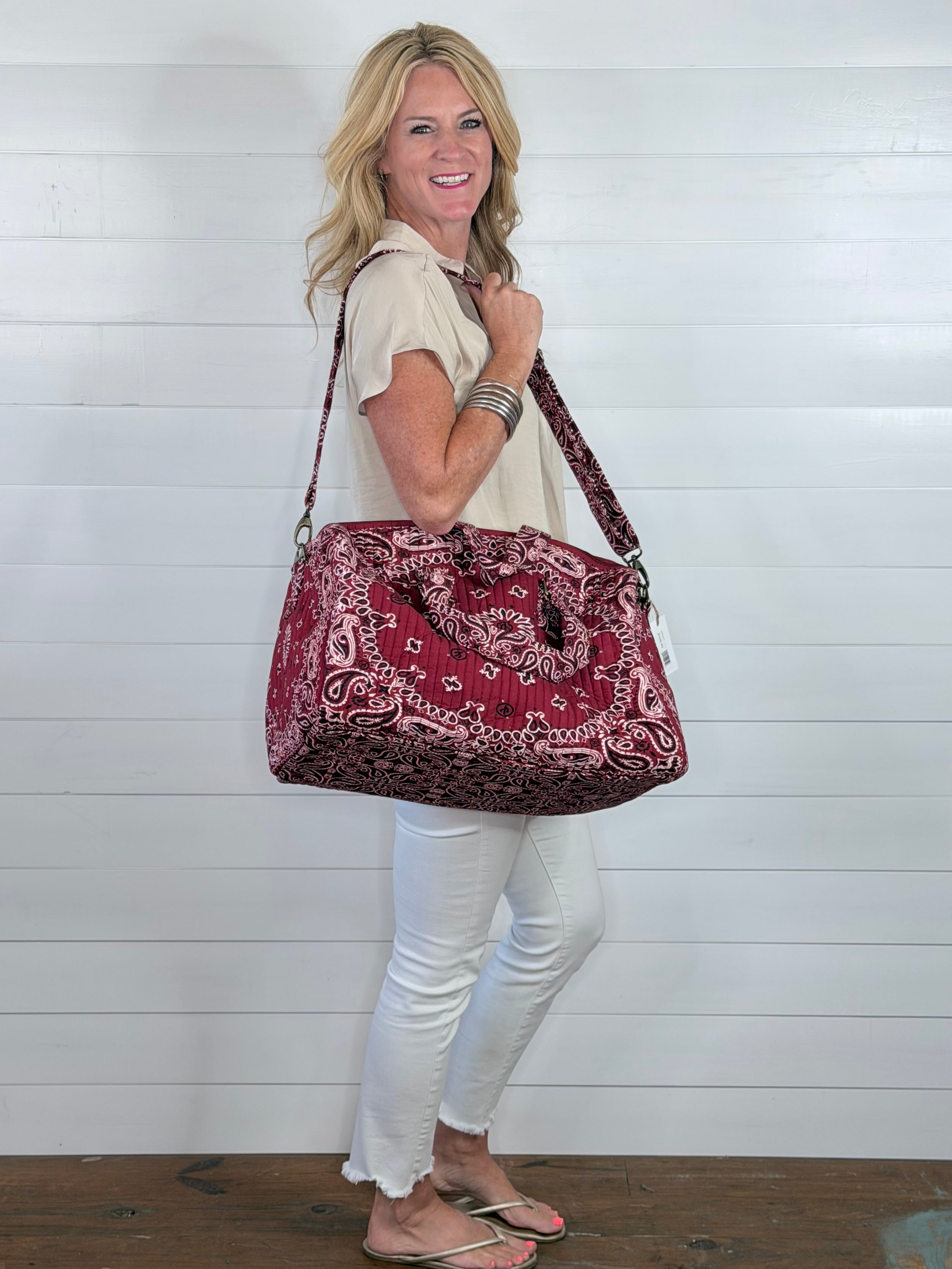 MAROON BANDANA DUFFLE BAG
