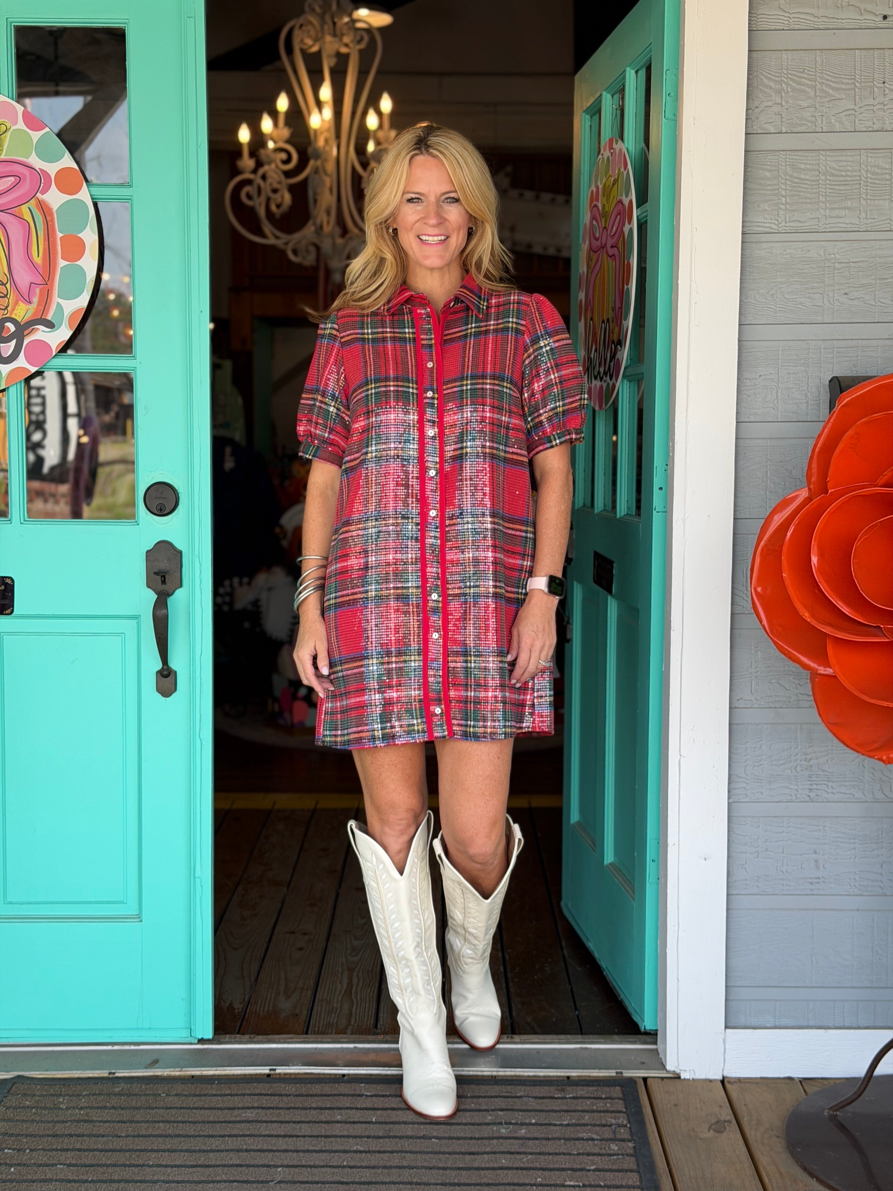 SPARKLE IN PLAID DRESS