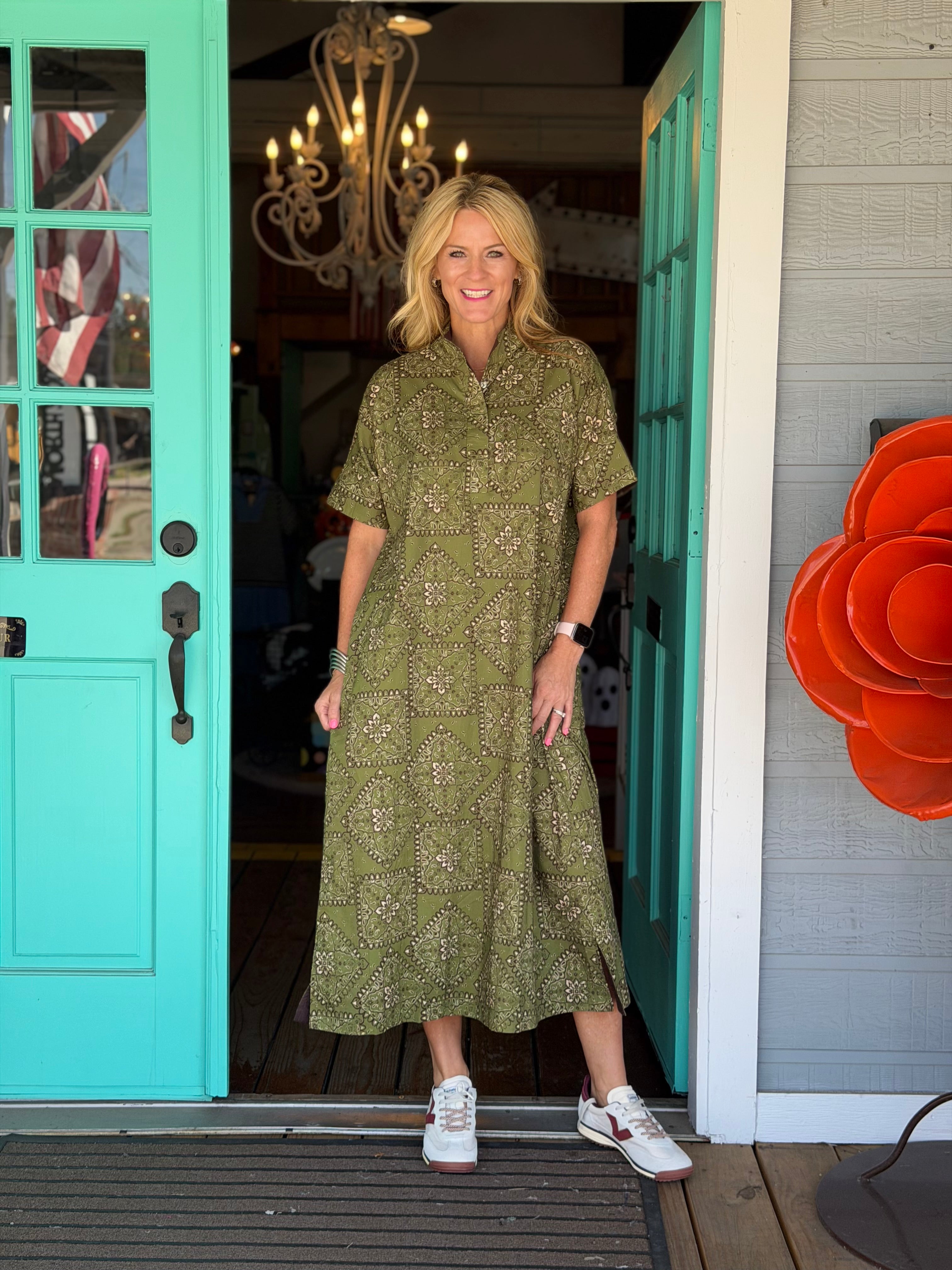 OLIVE BANDANA DRESS