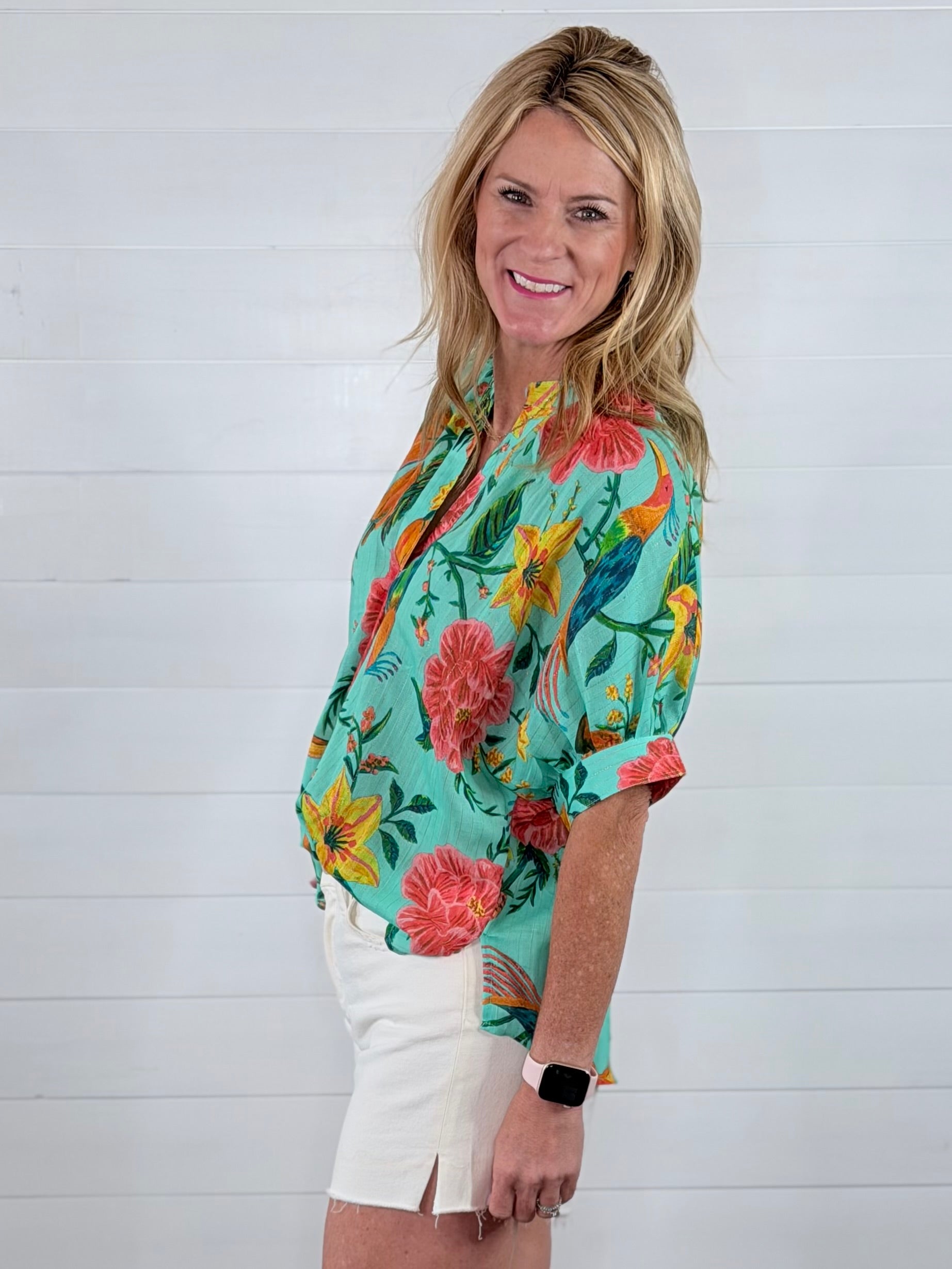 TROPICAL POPOVER DOLMAN TOP