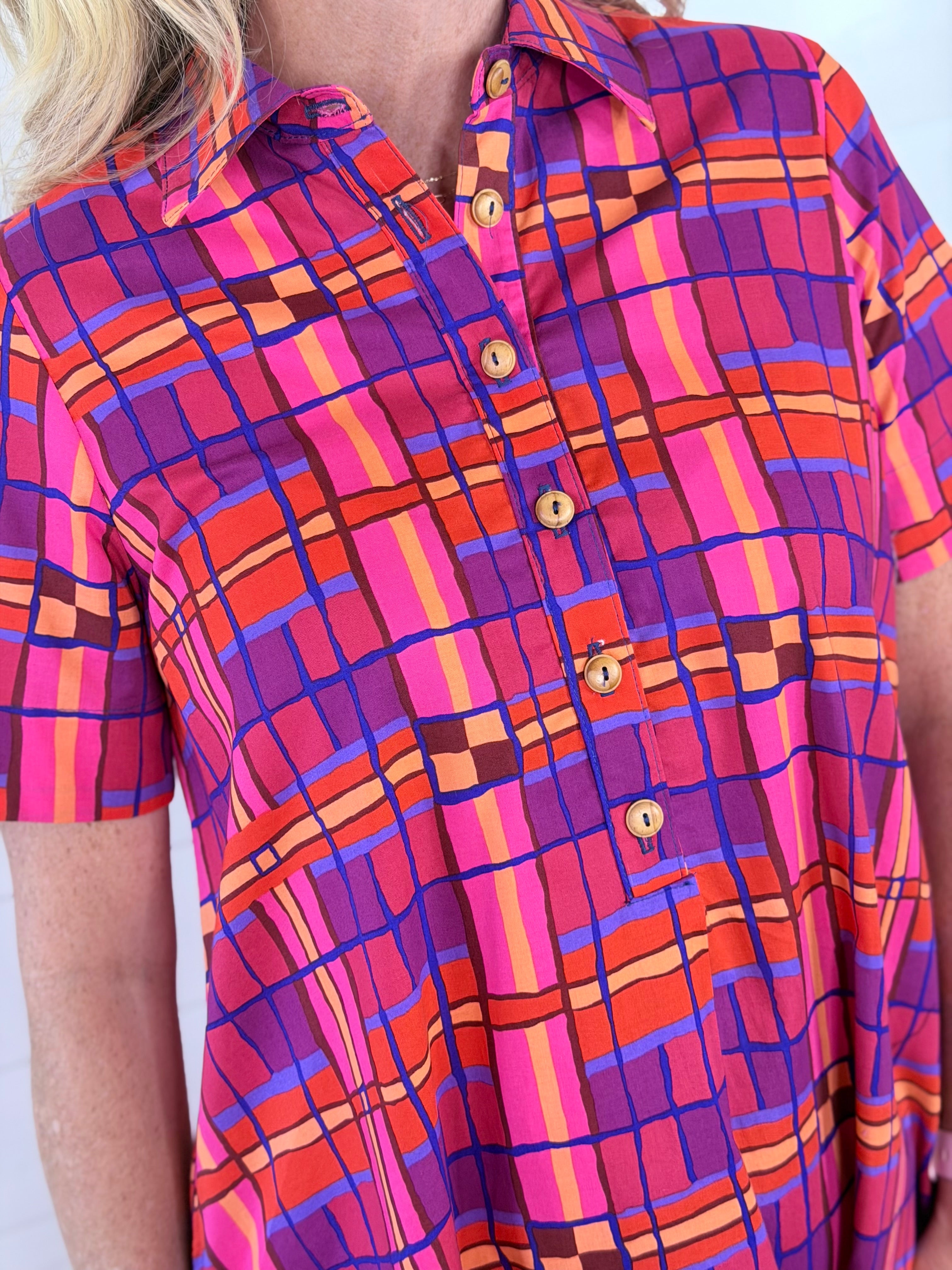 PLAID SHIFT DRESS