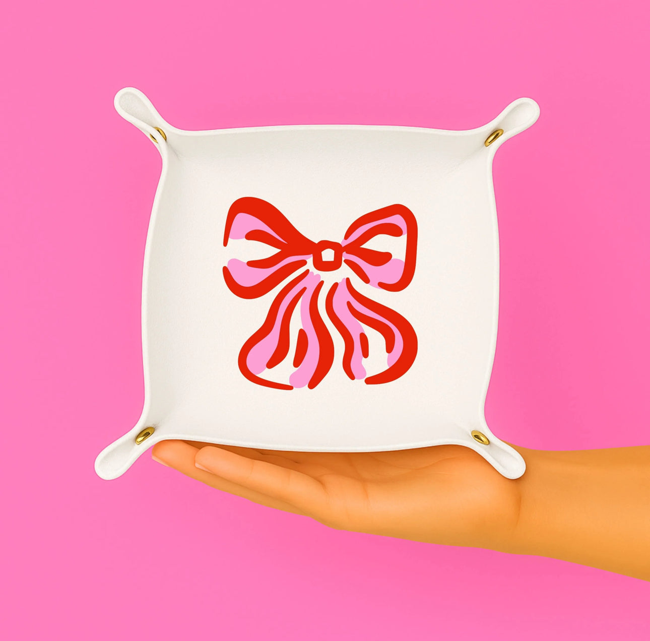 TRINKET TRAY-BOW WHITE