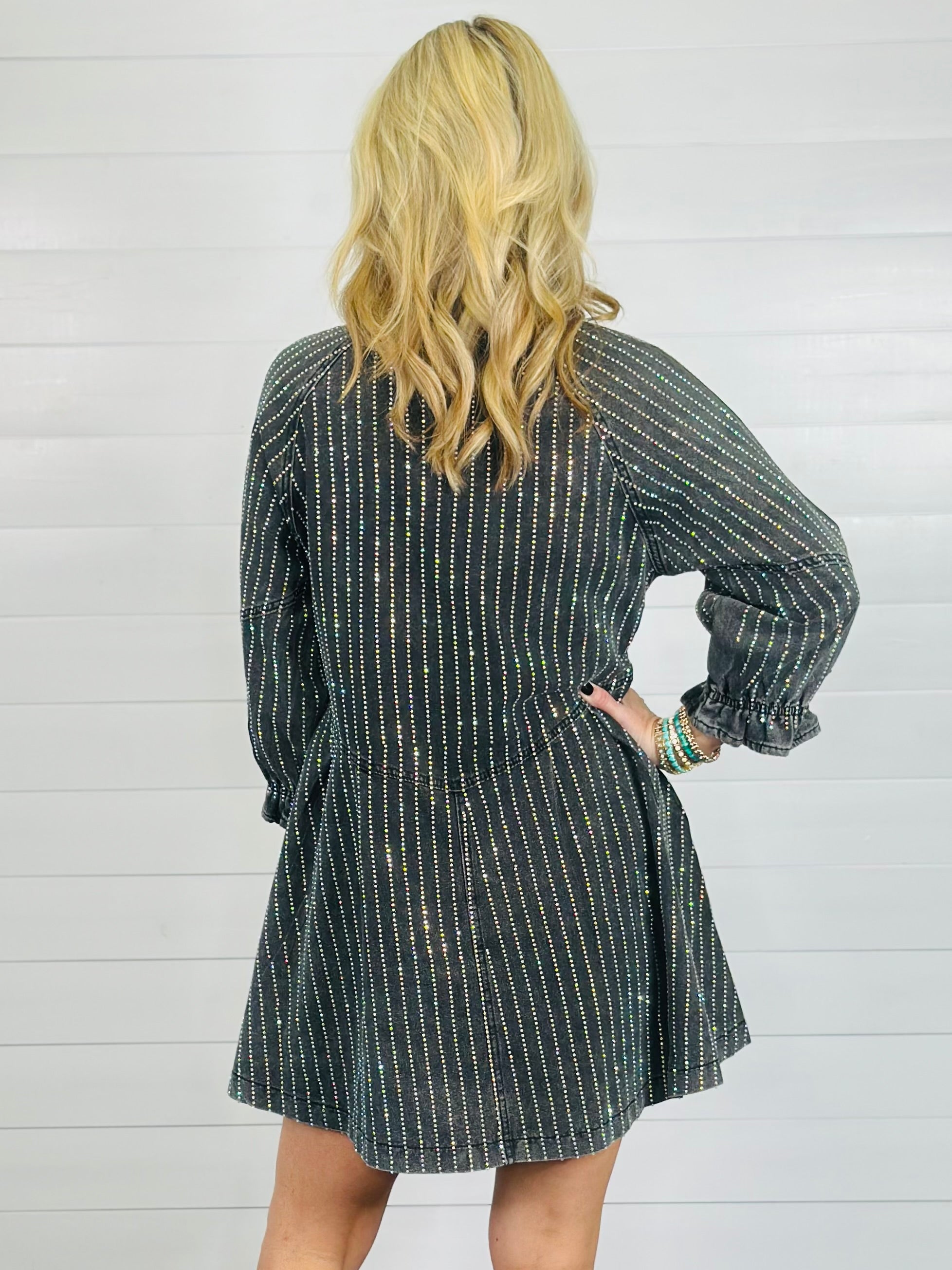 GLITZ & GLAM DENIM DRESS-BLACK