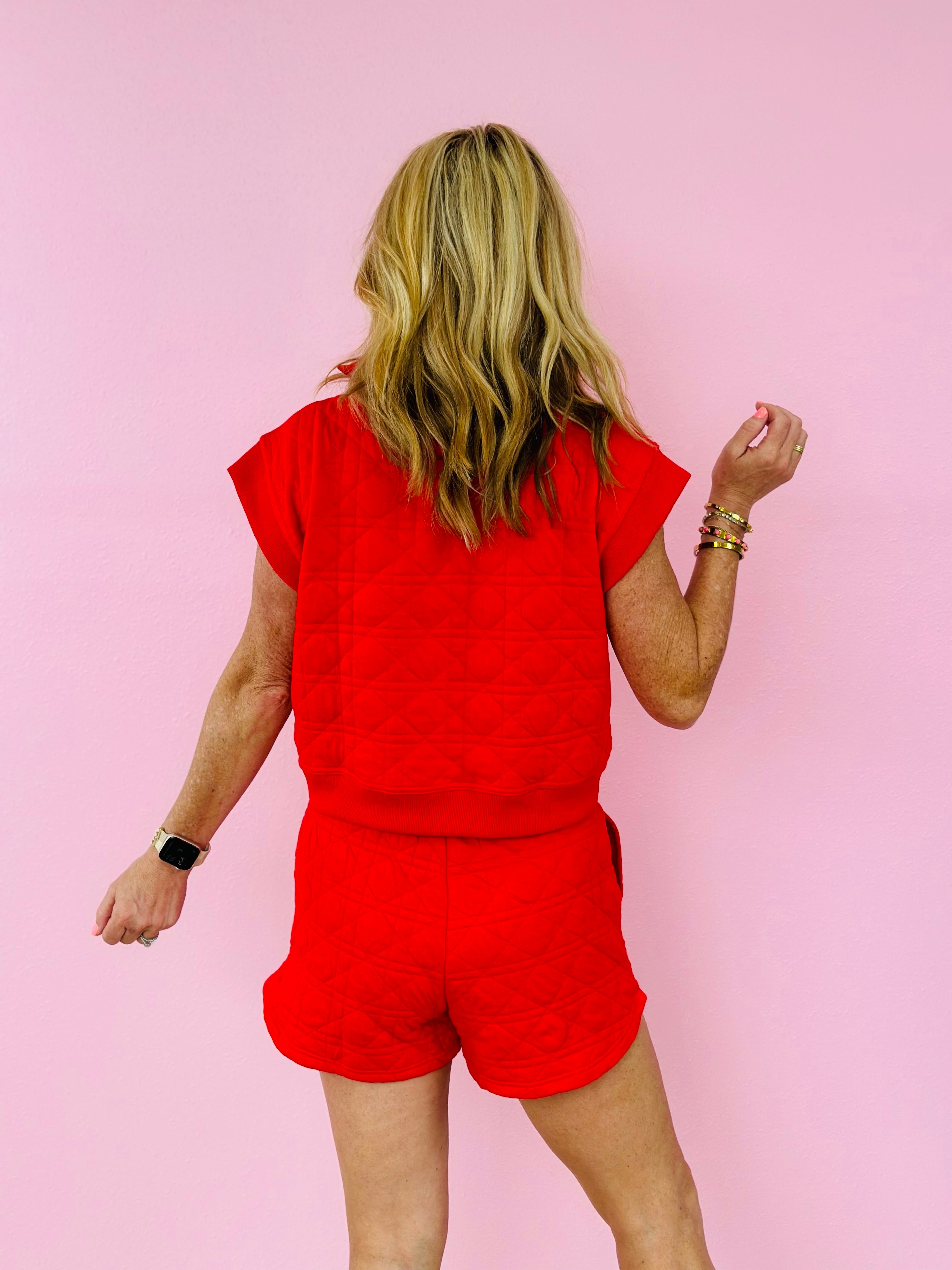 EMMA QUILTED TOP-RED