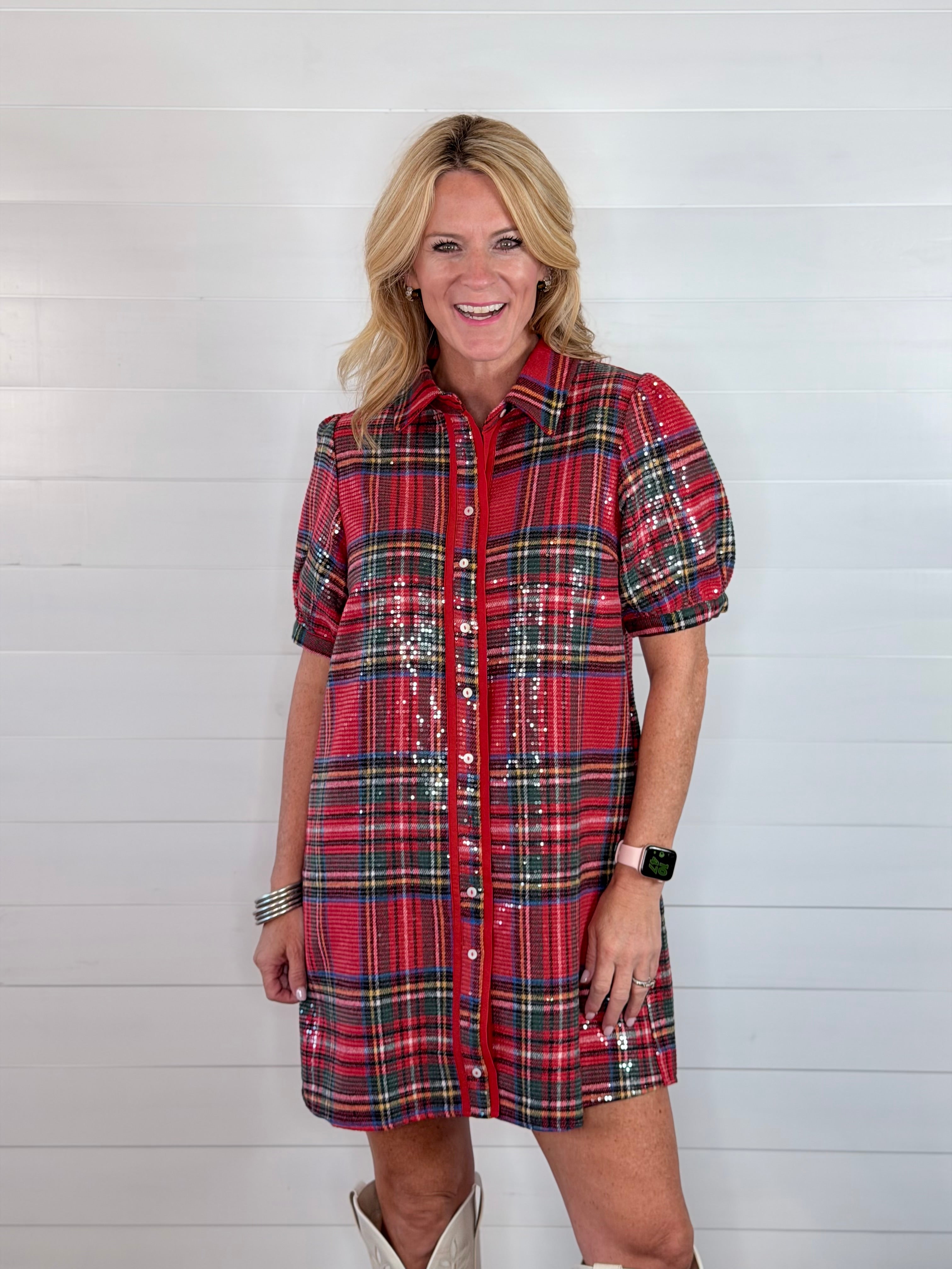 SPARKLE IN PLAID DRESS