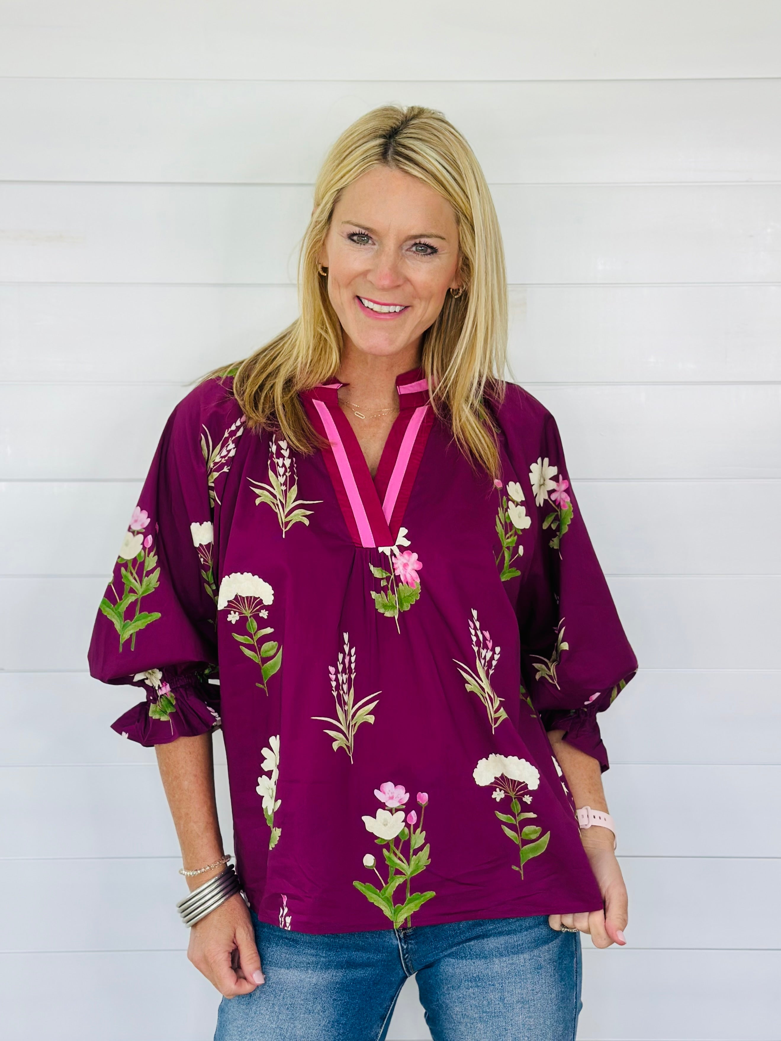 AUTUMN BLOOMS TOP-PLUM MIX