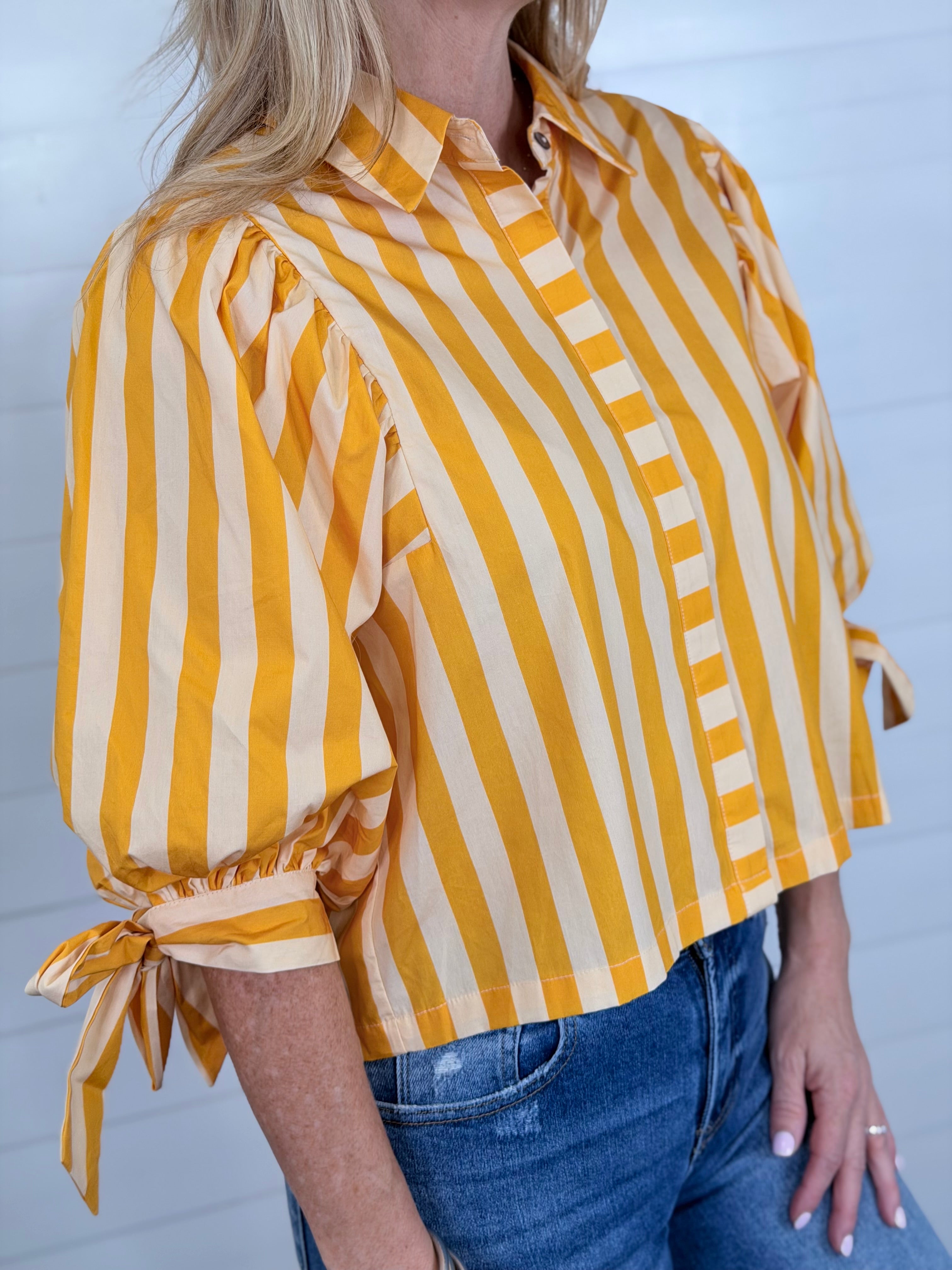 SADIE STRIPED TOP-YELLOW