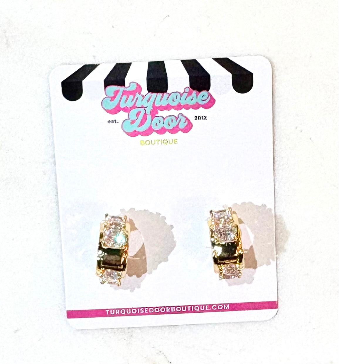 SQUARE CZ HUGGIE HOOPS-GOLD